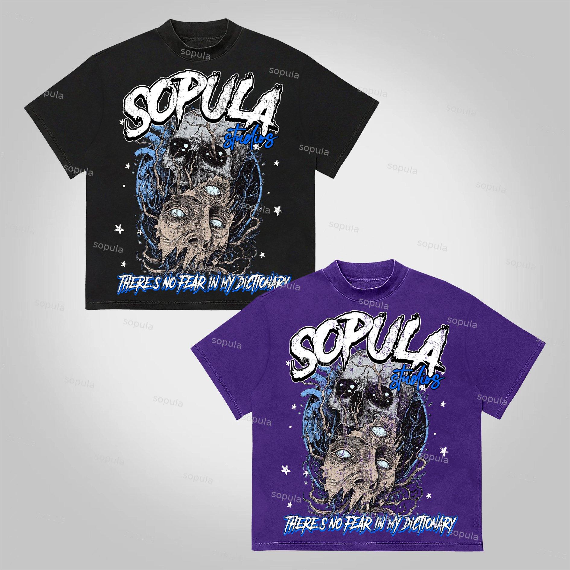 Sopula Skull Human Development Graphic Print Cotton T-Shirt Product Image