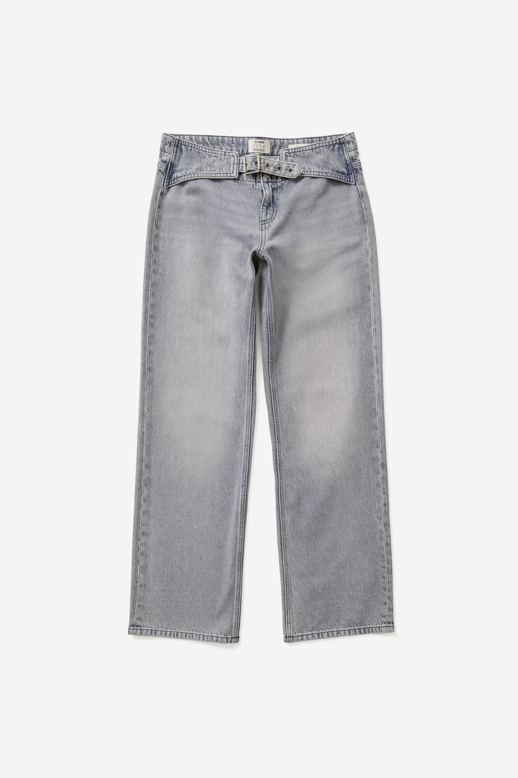 Belted Low Rise Straight Jean Product Image