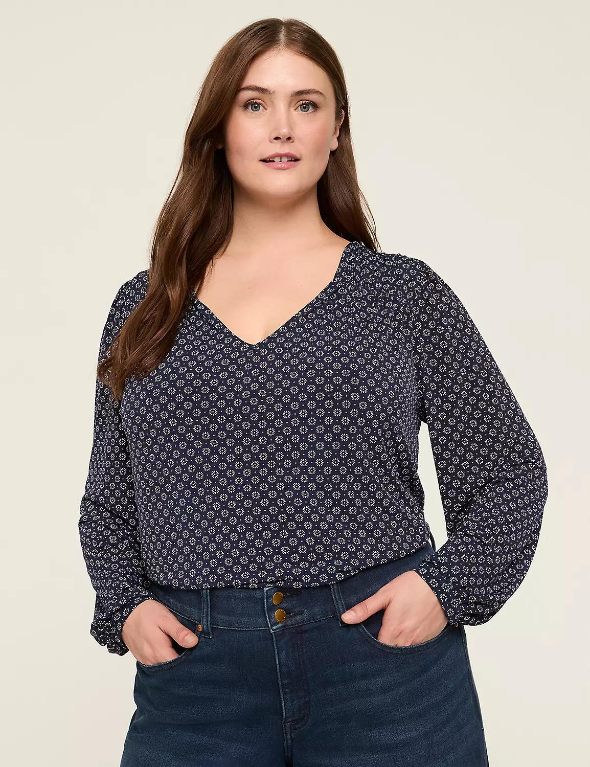 V-Neck Shirred-Yoke Top Product Image