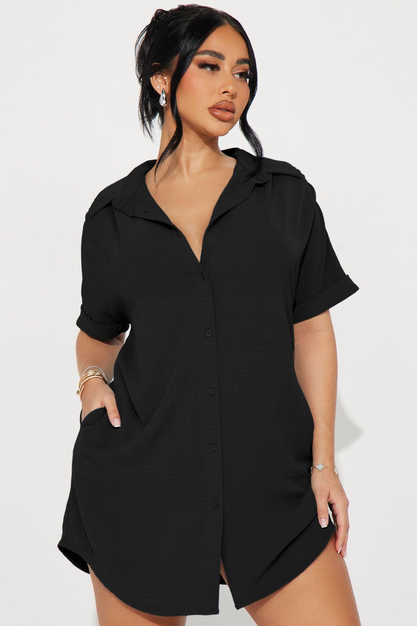 Amelia Mini Shirt Dress - Black Female Product Image