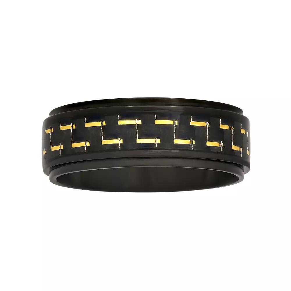 Mens Stainless Steel Carbon Fiber Ring Two Tone Product Image