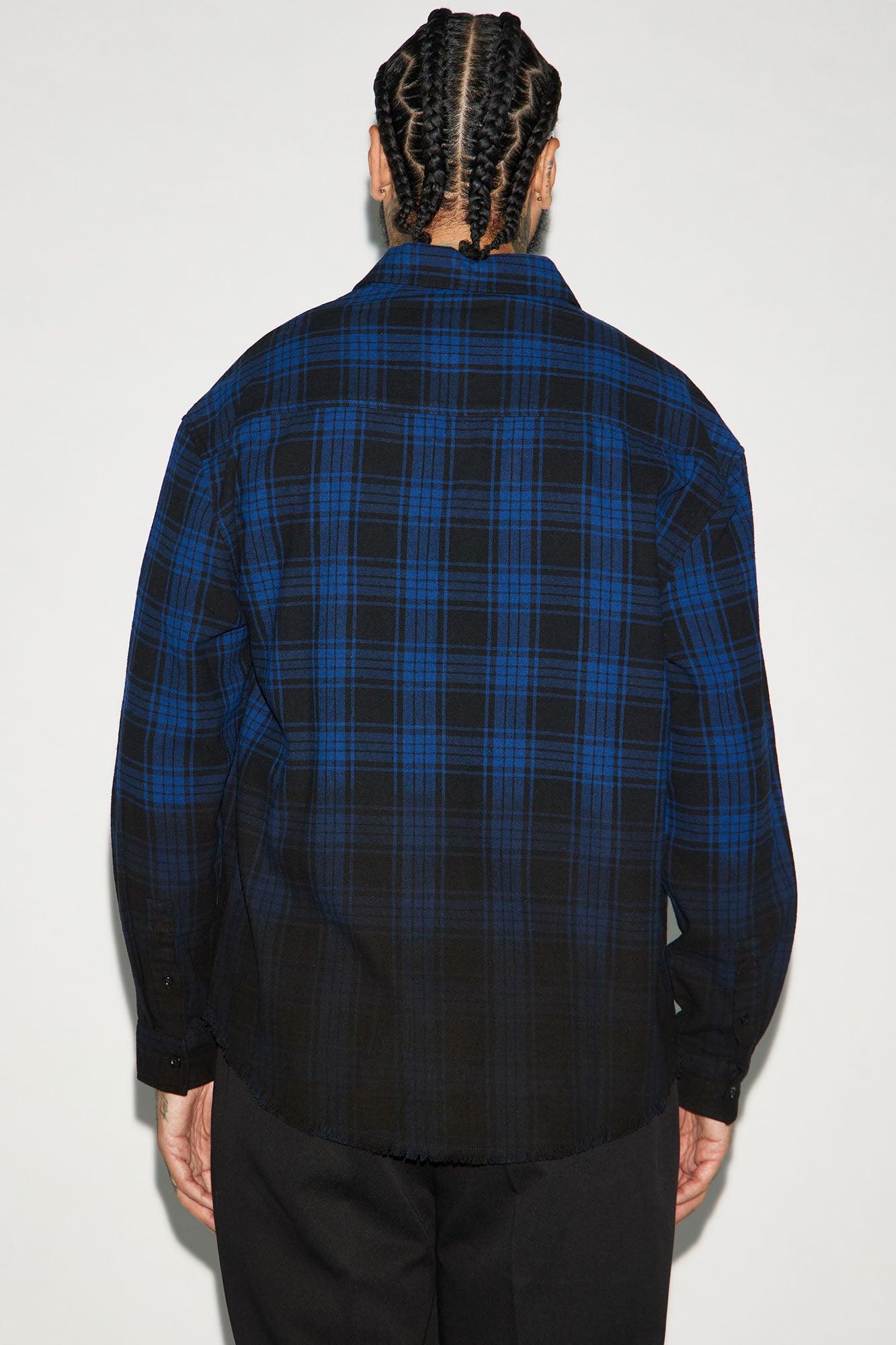 Sunset Dip Dye Flannel Shirt - Blue/Black Product Image
