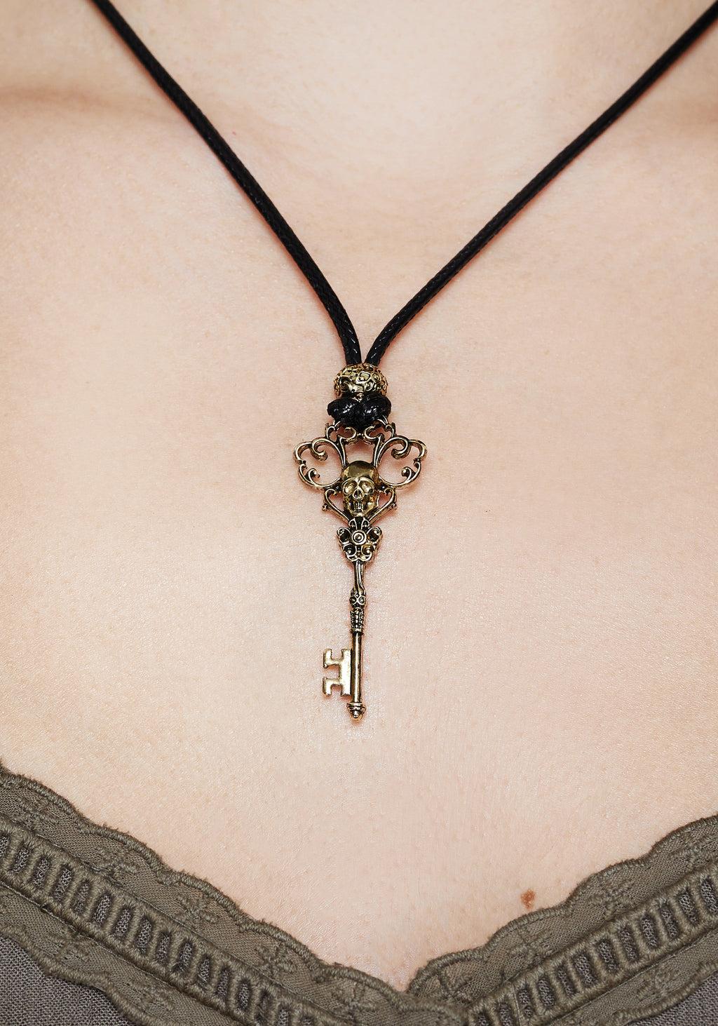 Genesta Skull Key Cord Necklace Product Image