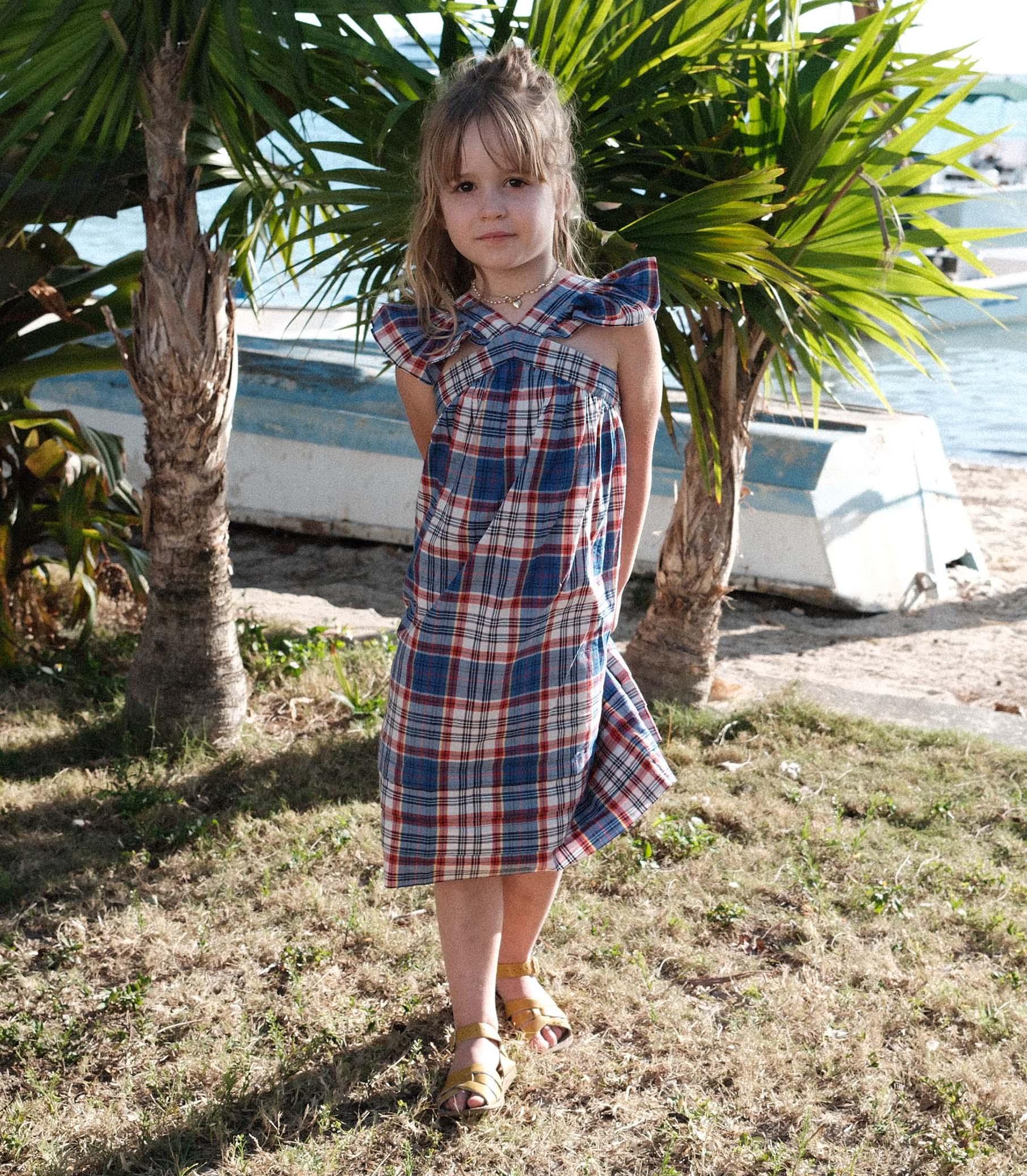 LITTLE NISHA DRESS -- COTE D’AZUR PLAID Product Image