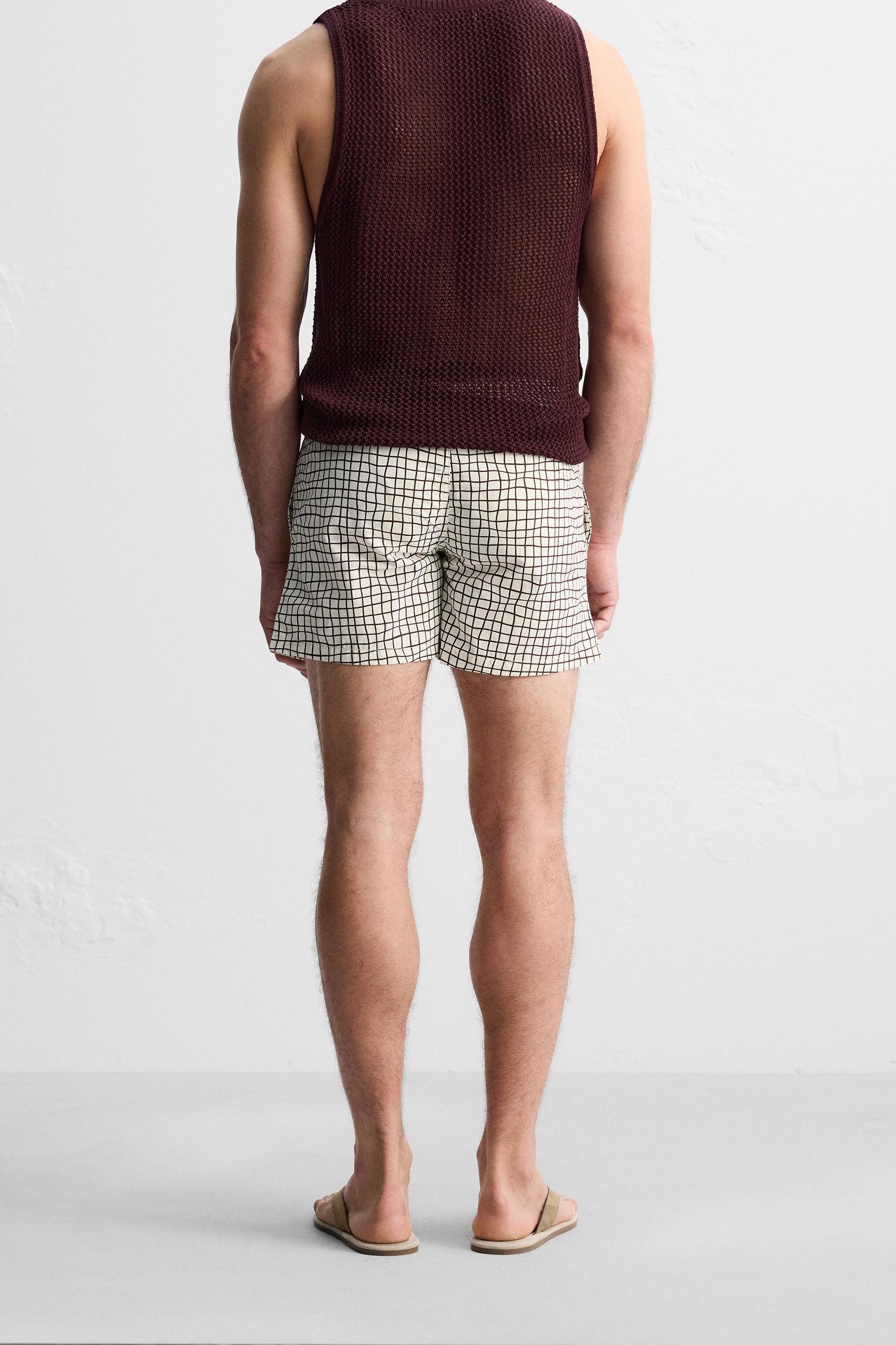 CHECKERED PRINT MID-LENGTH SWIMSUIT Product Image