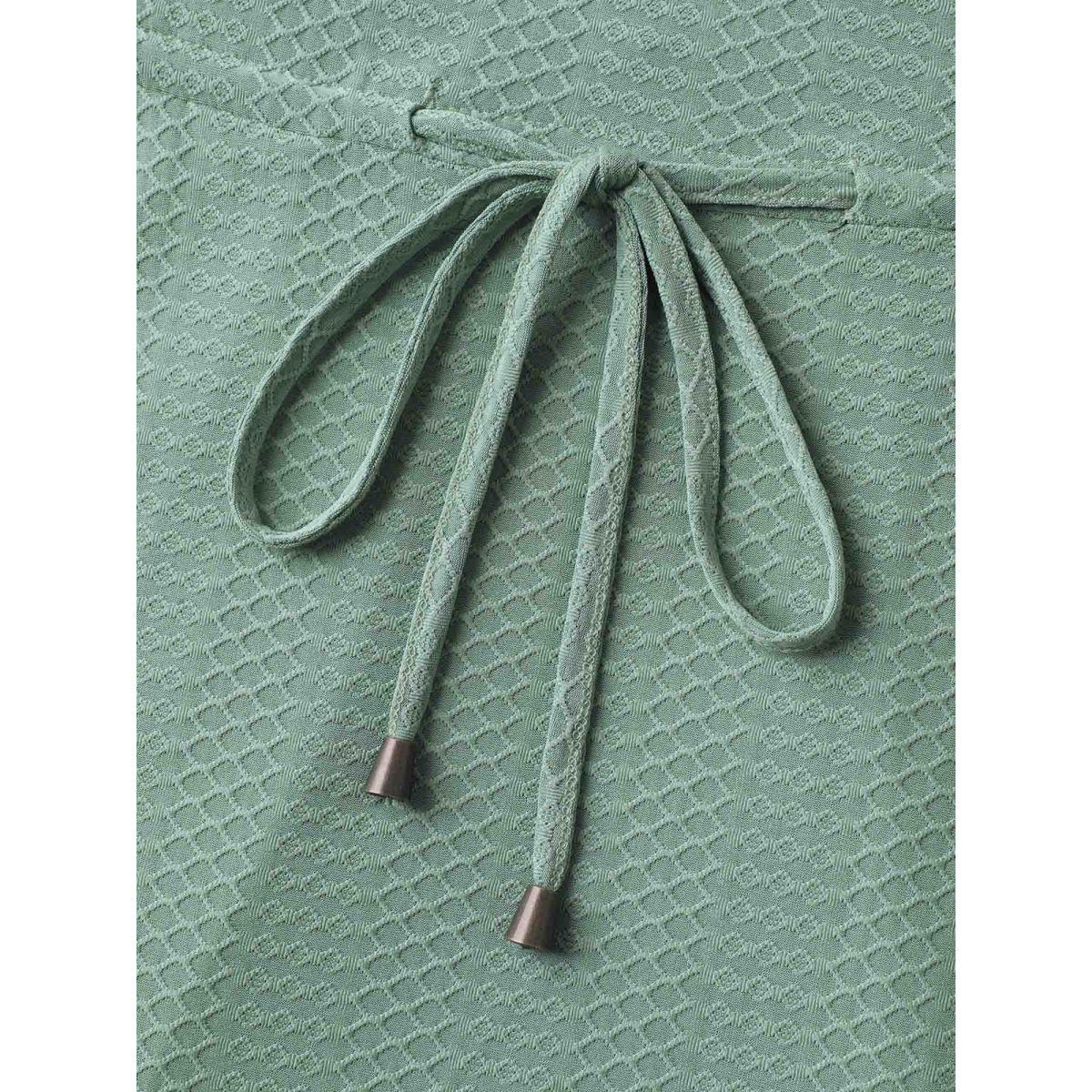 Plus Size Textured Waist-Tie Knit Midi Dress Sage Women Leisure Drawstring Knit Dresses Bloomchic 26/4X Product Image