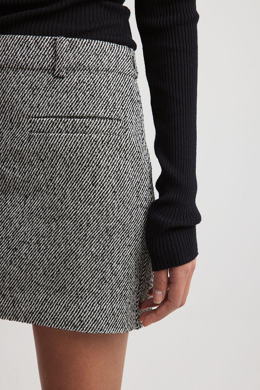 Tweed Pocket Detail Mini Skirt Grey Product Image
