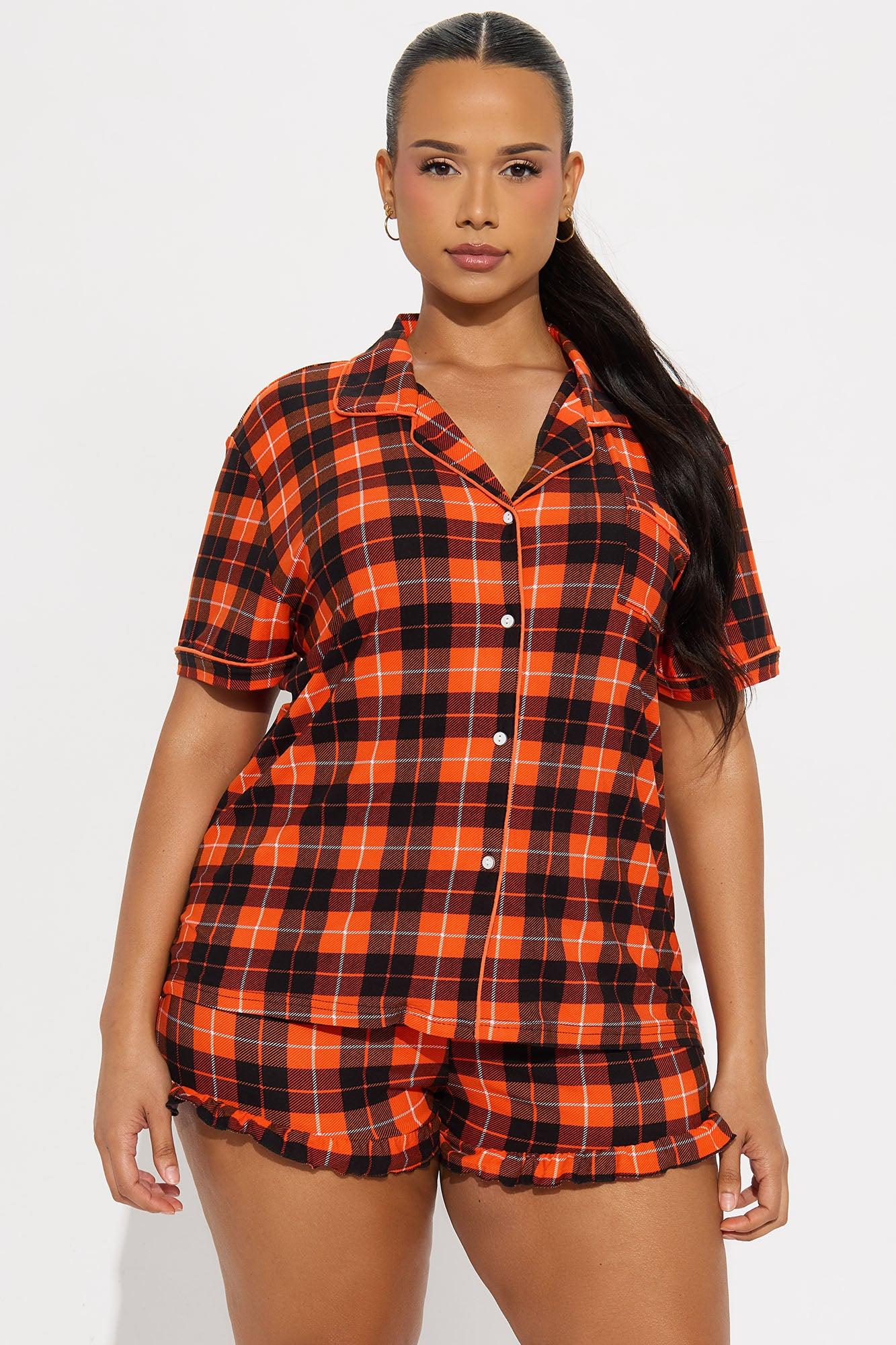 Autumn Vibes PJ Short Set - Orange/combo Female Product Image