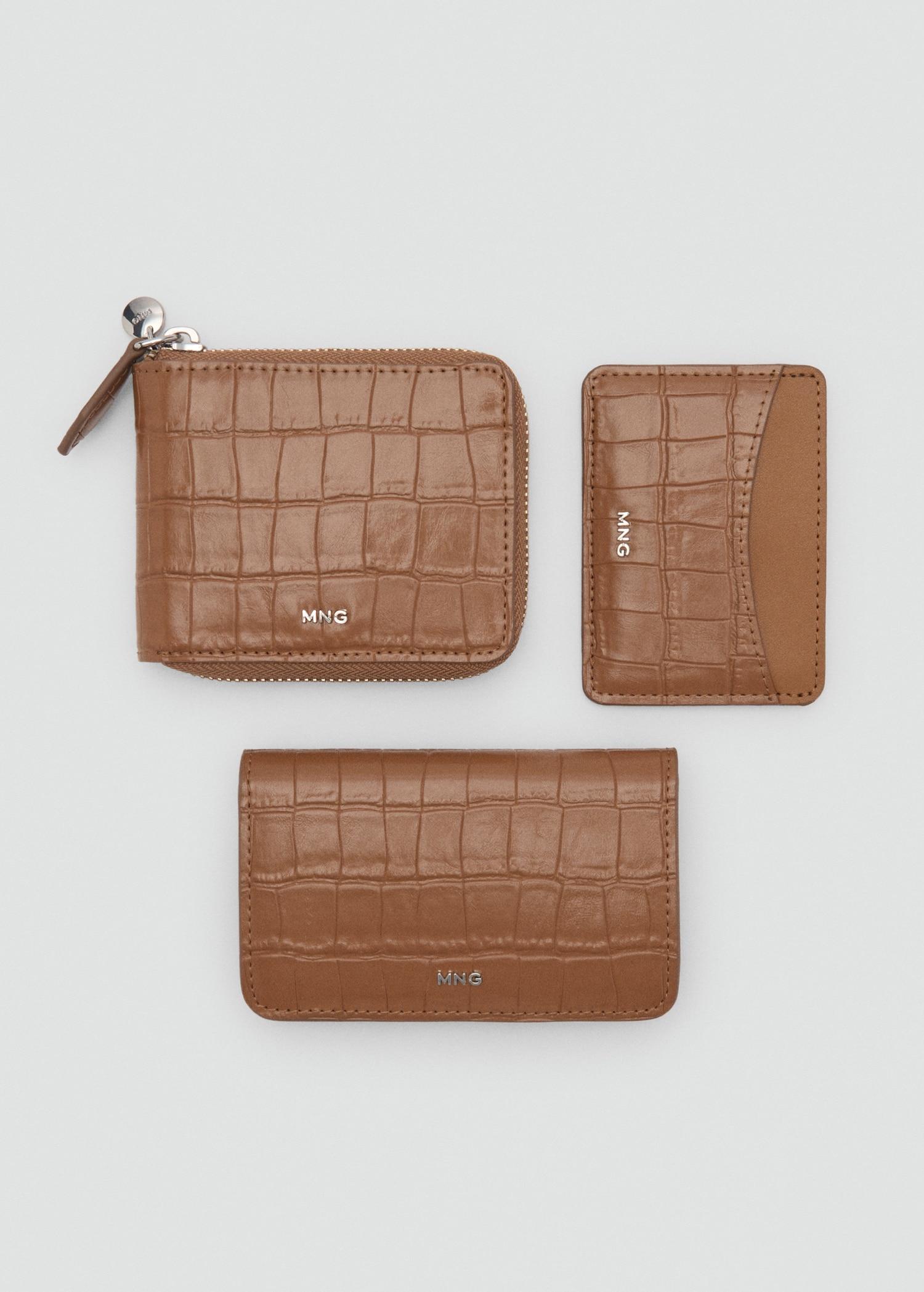 Croco leather-effect mini wallet - Women | MANGO USA Product Image