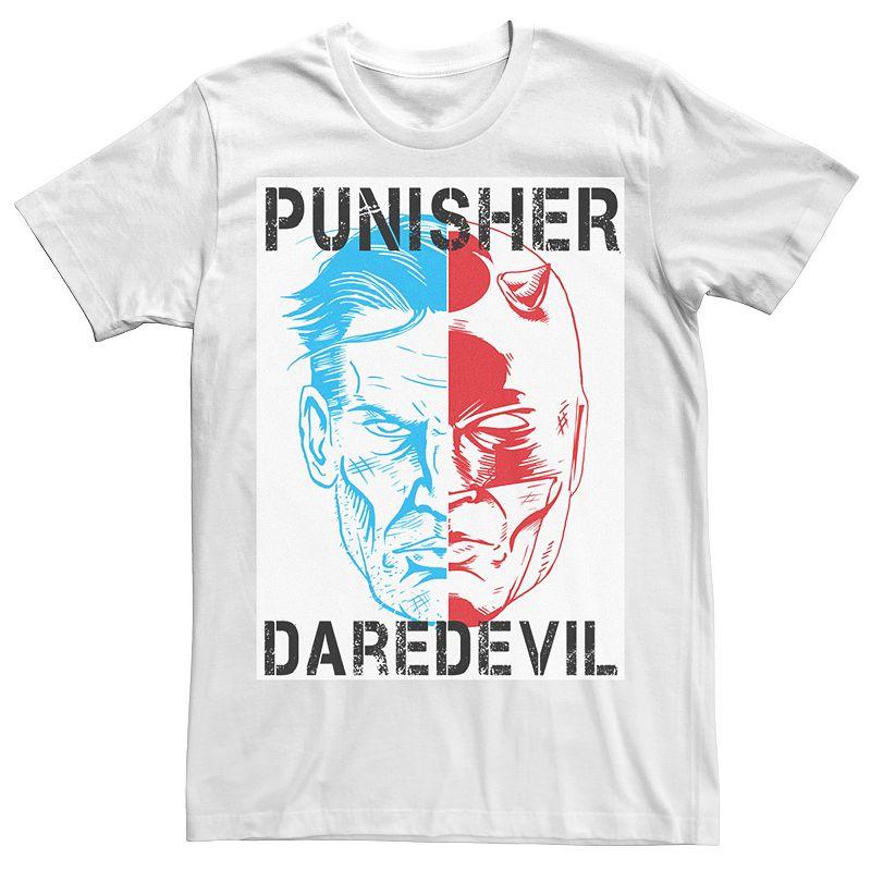 Men's Marvel The Punisher Daredevil Face To Face Tee, Size: Large, White Product Image
