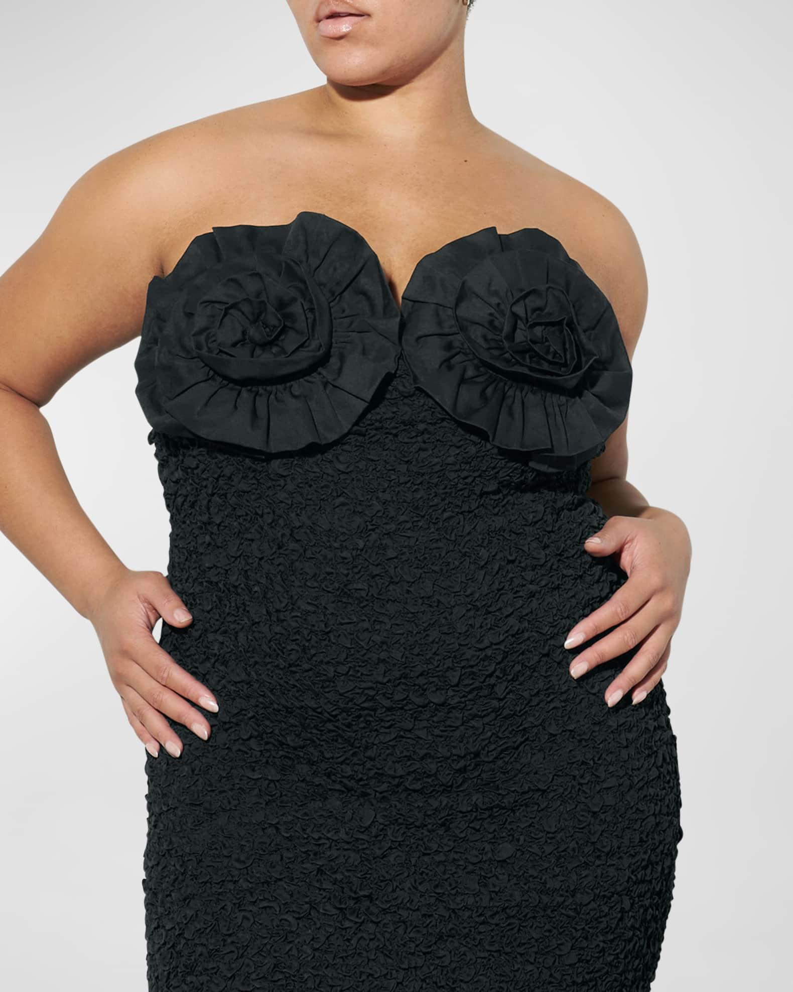 Mona Strapless Smocked Rosette Midi Dress Product Image