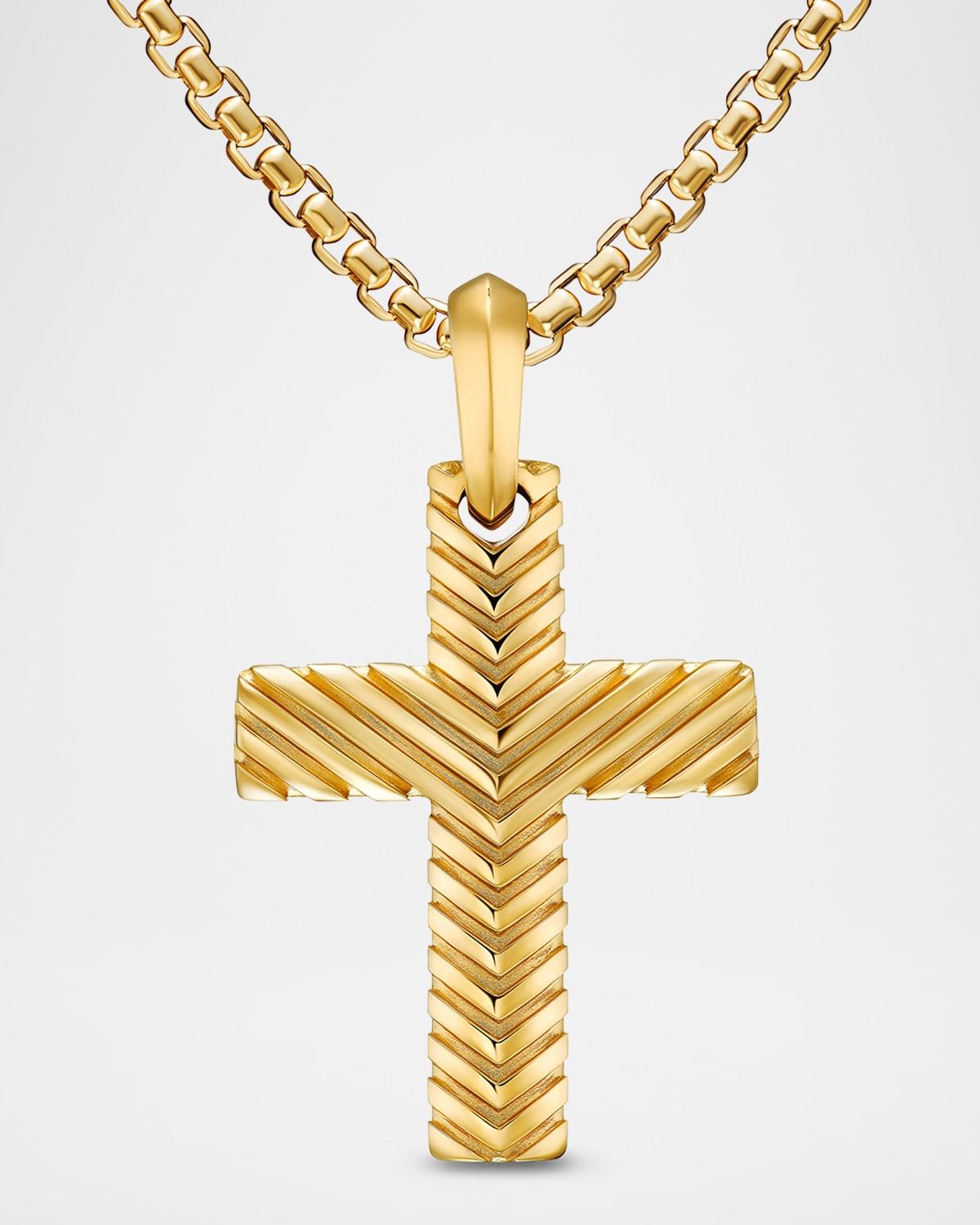 Mens Chevron Cross Pendant in 18K Yellow , 36mm Product Image