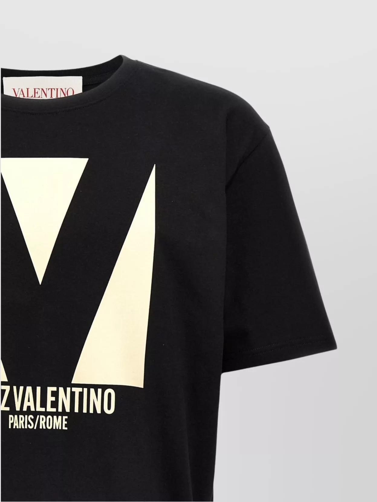 VALENTINO Crew Neck Short Sleeves T-shirts In Black Product Image