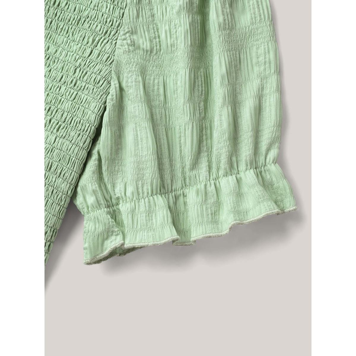 Plus Size Textured Shirred Bodice Pockets Maxi Dress Greenbean Women Round Neck Short sleeve Curvy BloomChic 28/5X Product Image