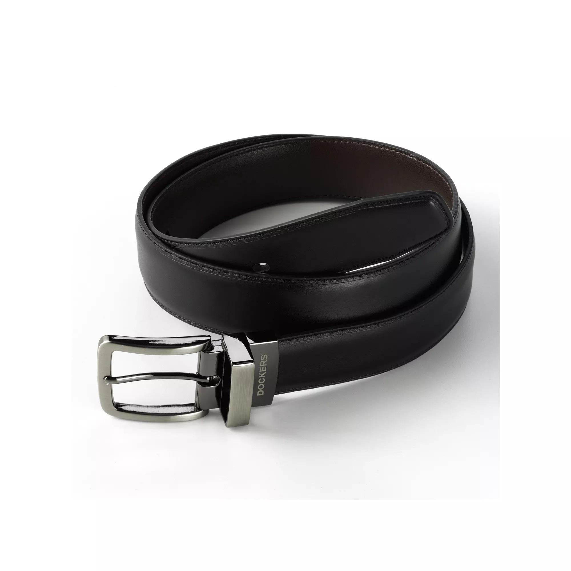 Men's Dockers® Reversible Stitch and Crease Edged Dress Belt, Size: Large, Black Brown Product Image