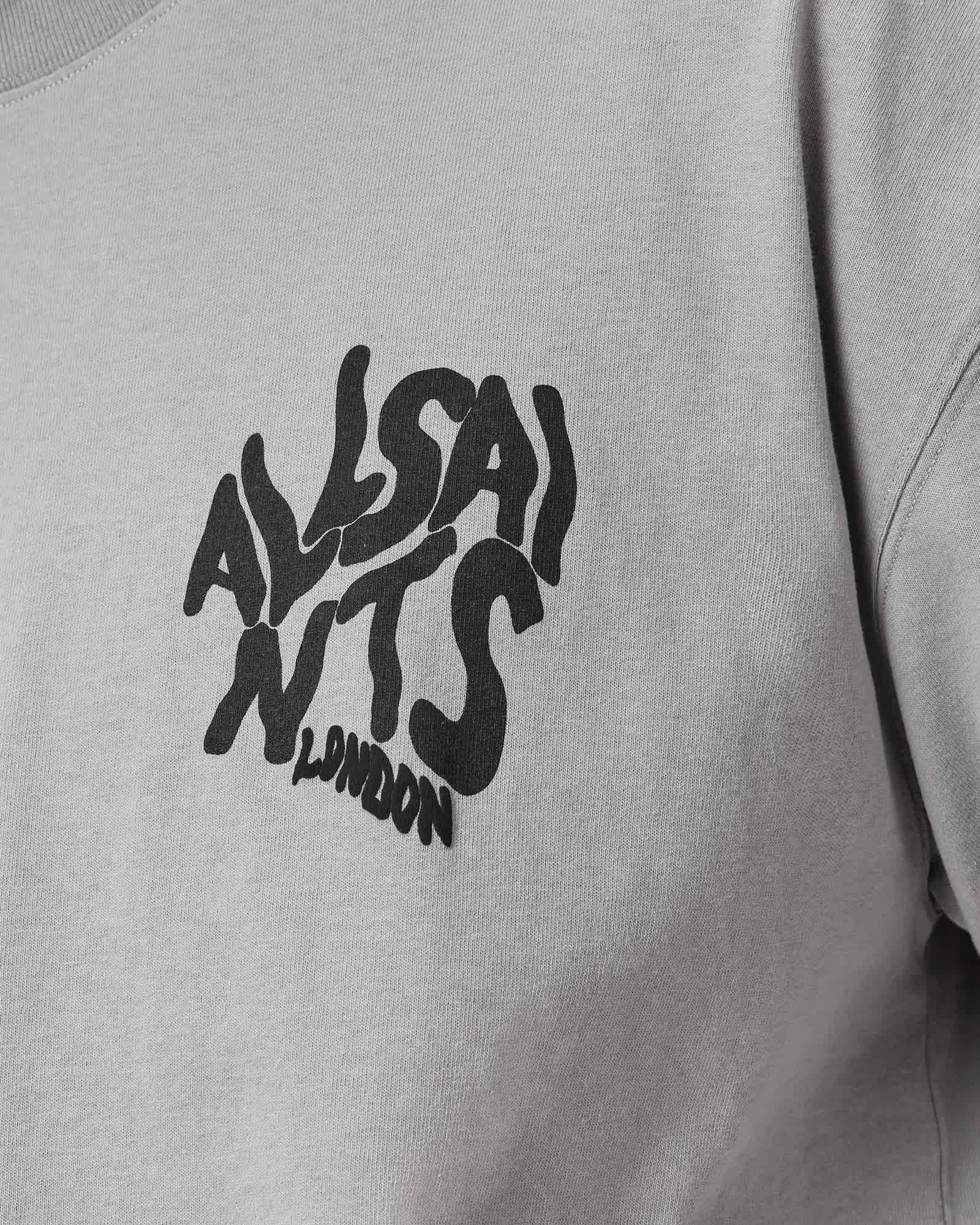 Orlando Logo Print Oversized T-Shirt Pebble Grey | ALLSAINTS US Product Image