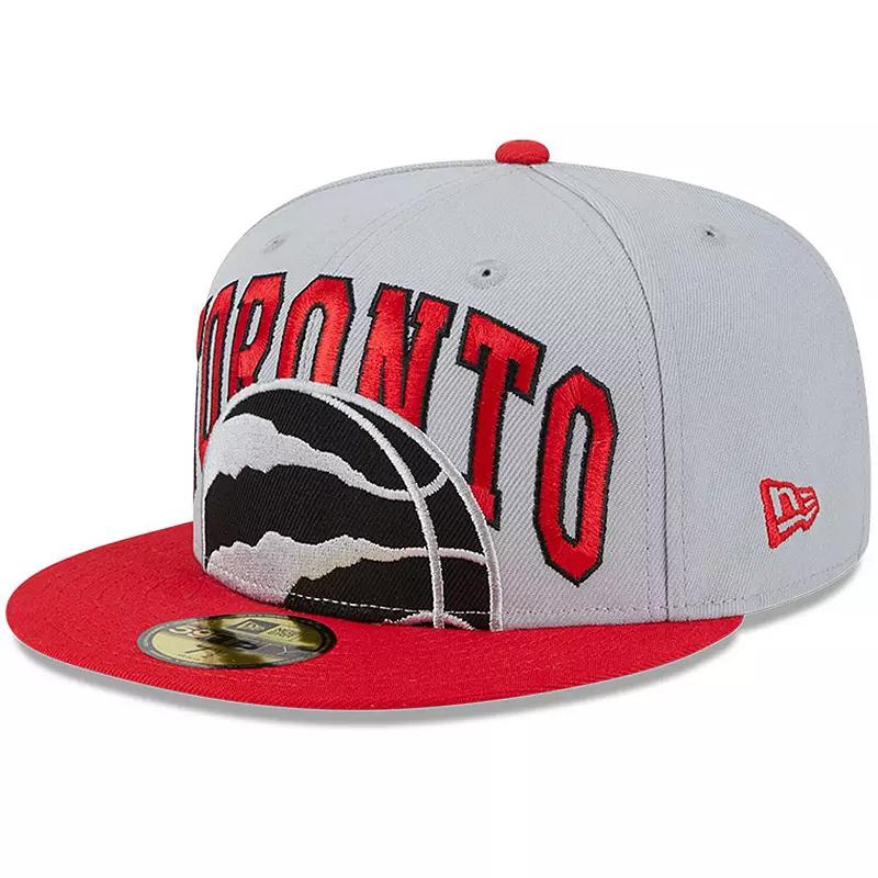 Men's New Era Gray/Red Toronto Raptors Tip-Off Two-Tone 59FIFTY Fitted Hat, Size: 7 1/8, Rpt Grey Product Image