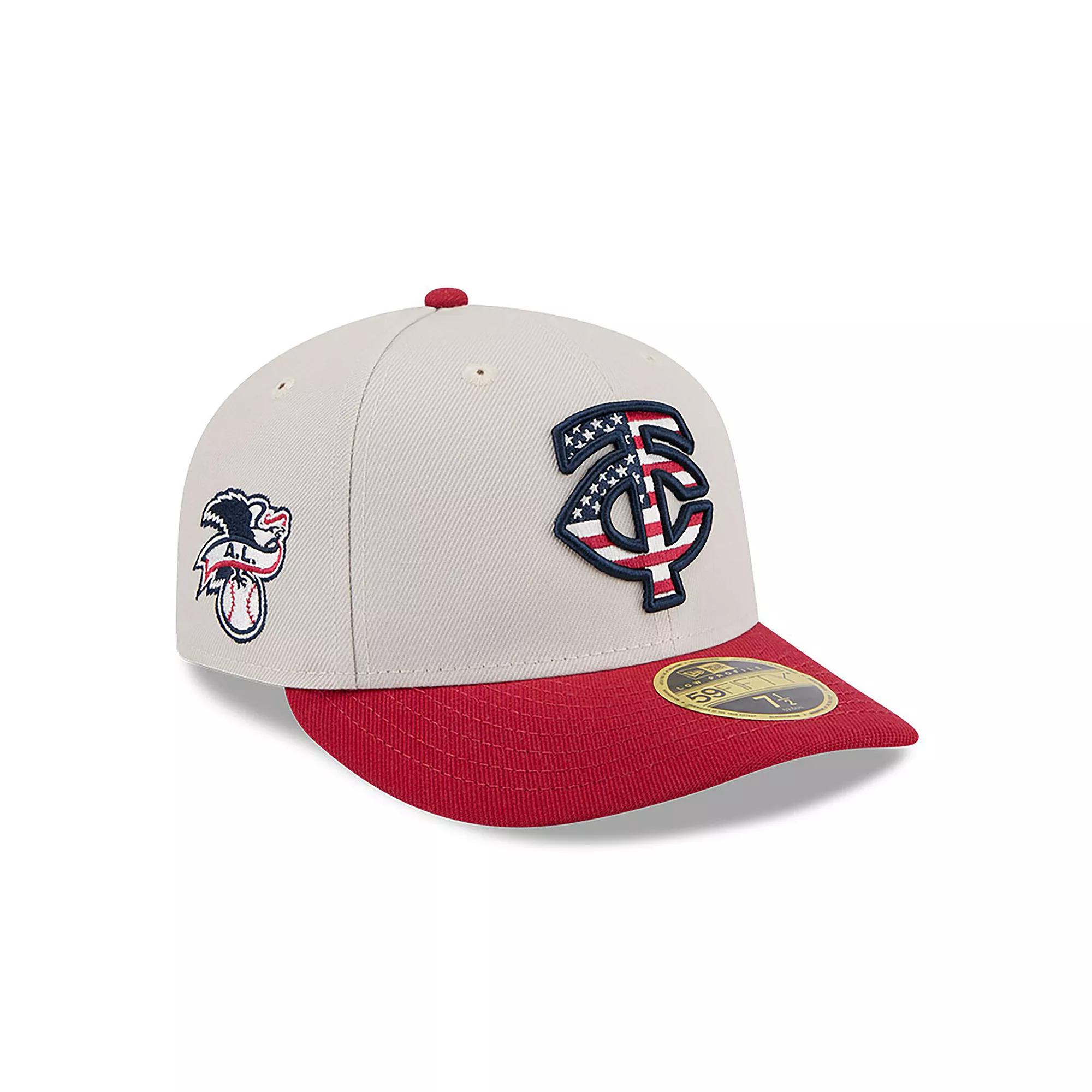 Men's New Era  Khaki/Red Minnesota Twins 2024 Fourth of July Low Profile 59FIFTY Fitted Hat, Size: 7 1/4, Beig K Product Image