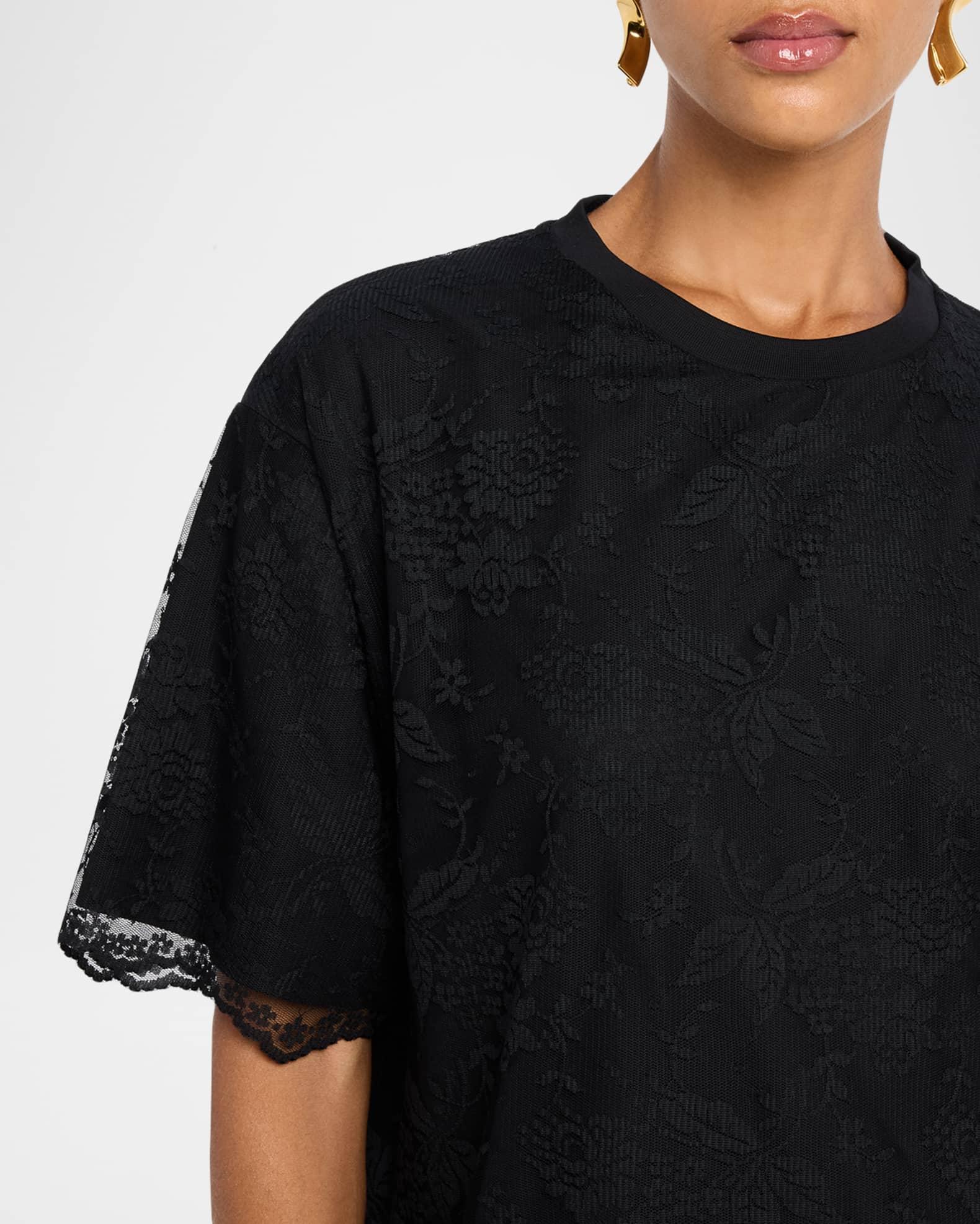 Relaxed-Fit Lace T-Shirt Product Image