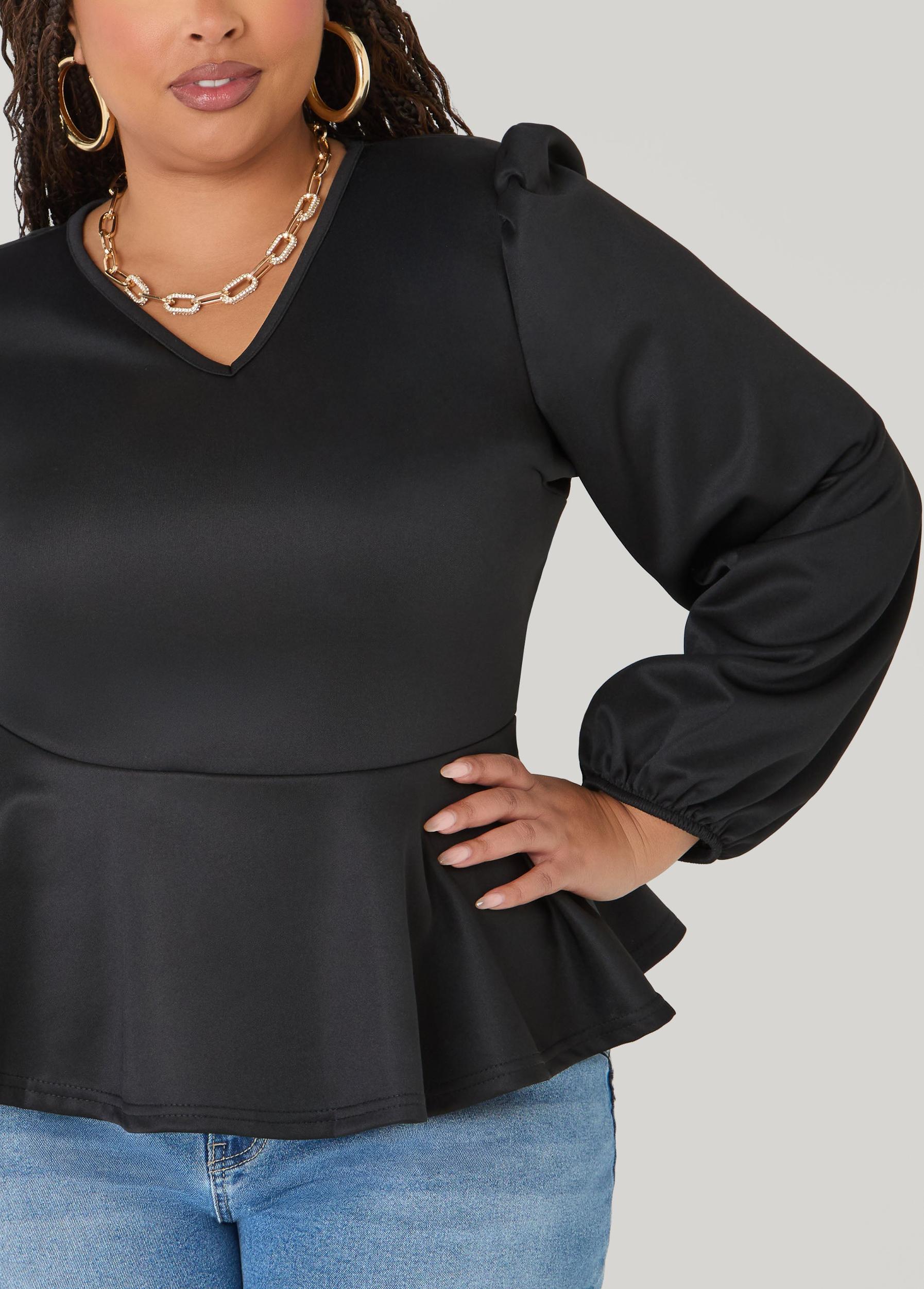 Puff Sleeved Peplum Top Product Image