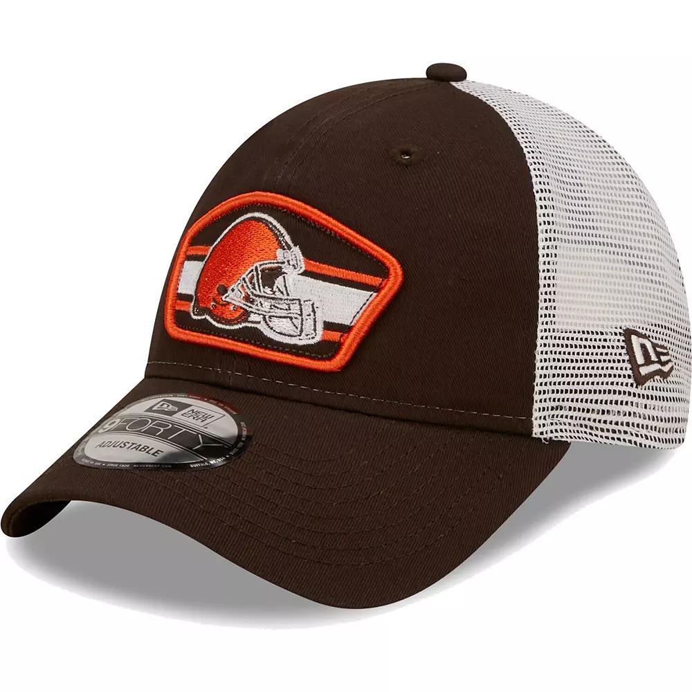 Men's New Era Brown/White Cleveland Browns Logo Patch Trucker 9FORTY Snapback Hat Product Image