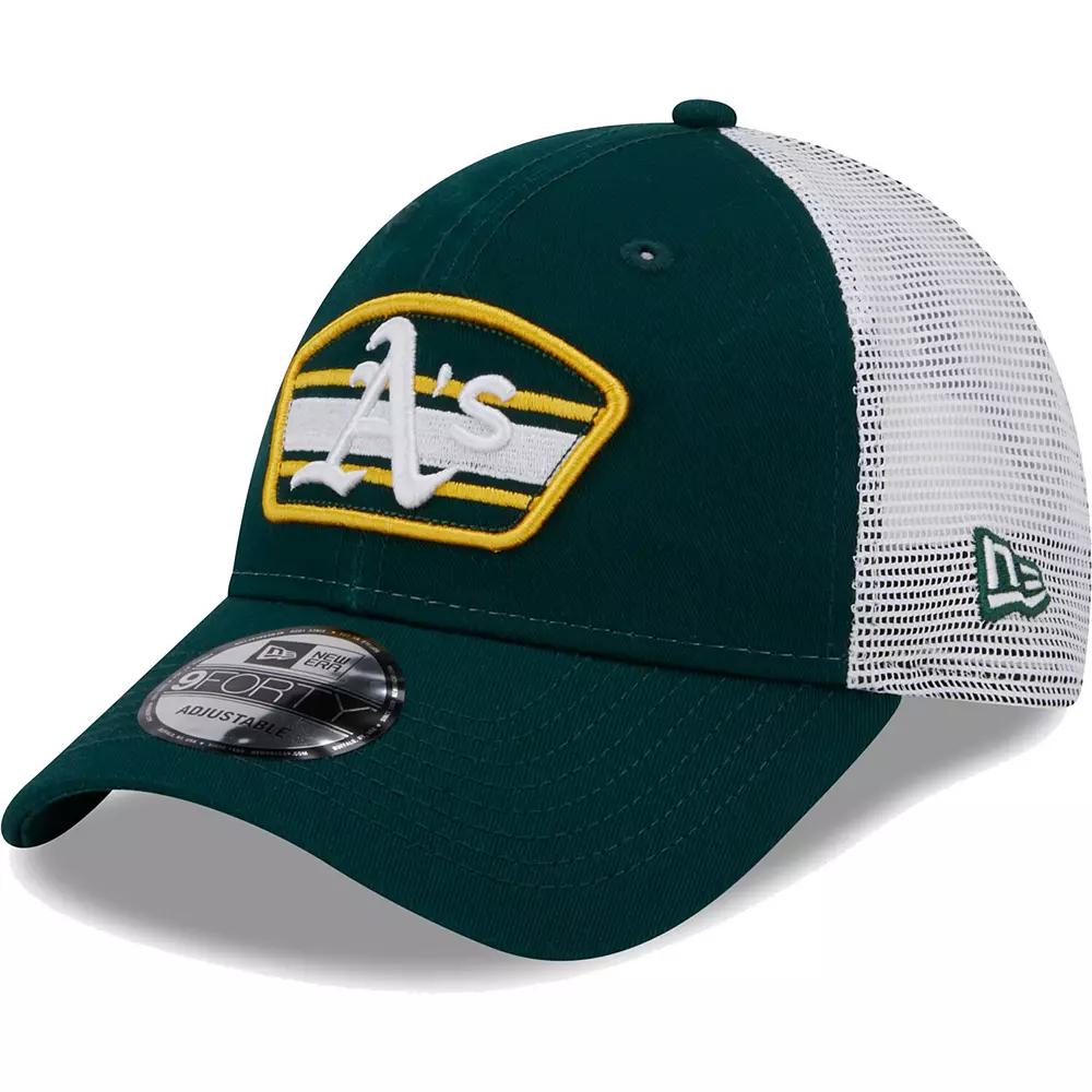 Men's New Era Green/White Oakland Athletics Logo Patch 9FORTY Trucker Snapback Hat Product Image