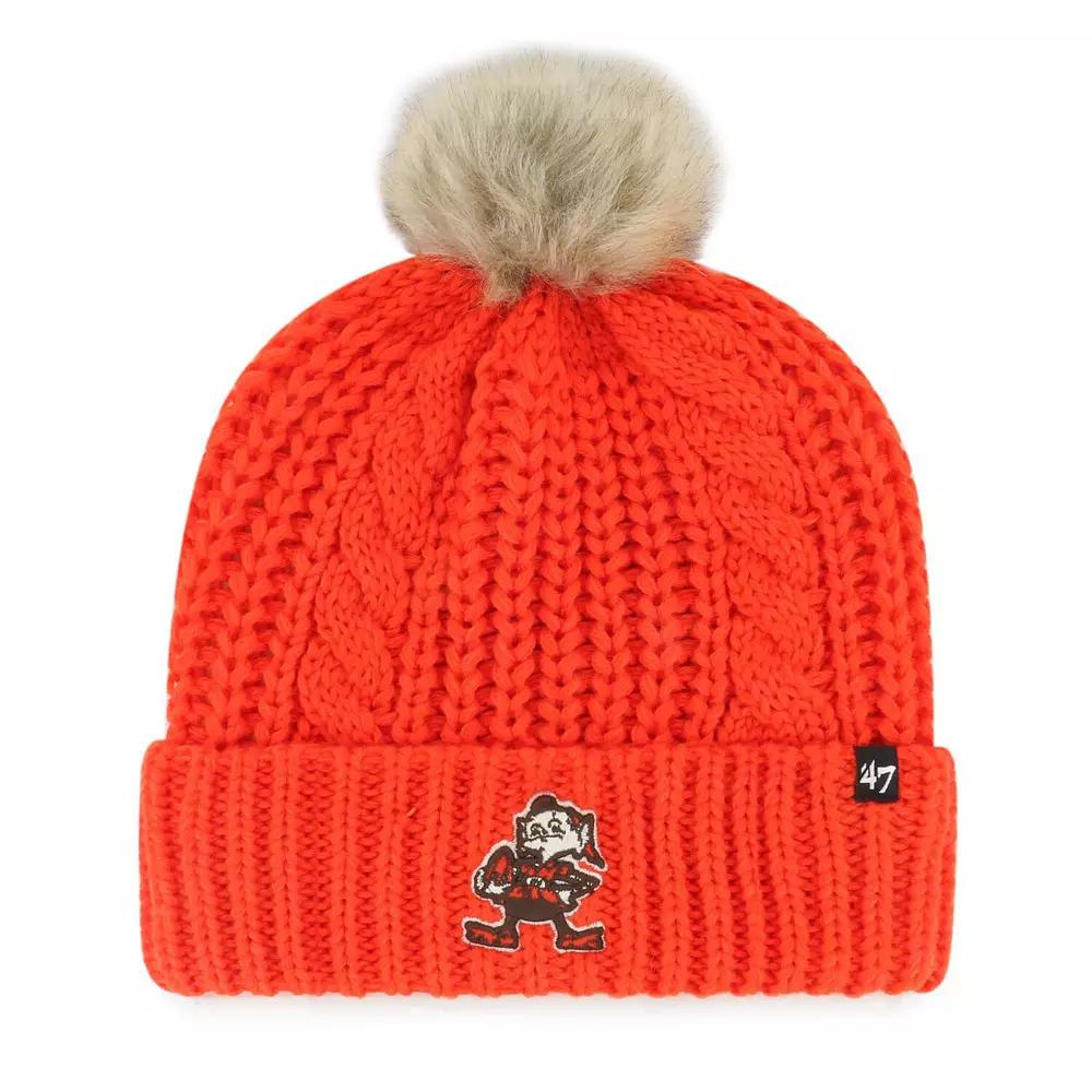 Women's '47 Orange Cleveland Browns Meeko Cuffed Knit Hat with Pom Product Image