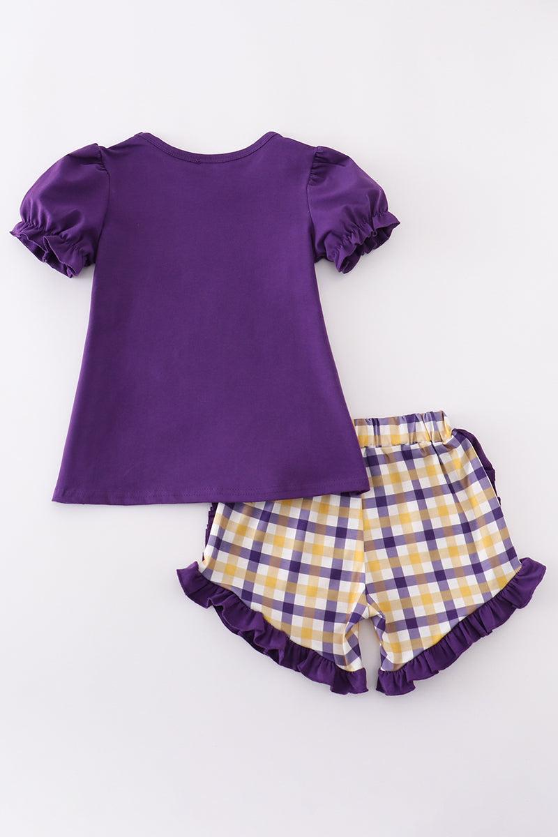 Purple gold LSU applique dress Product Image