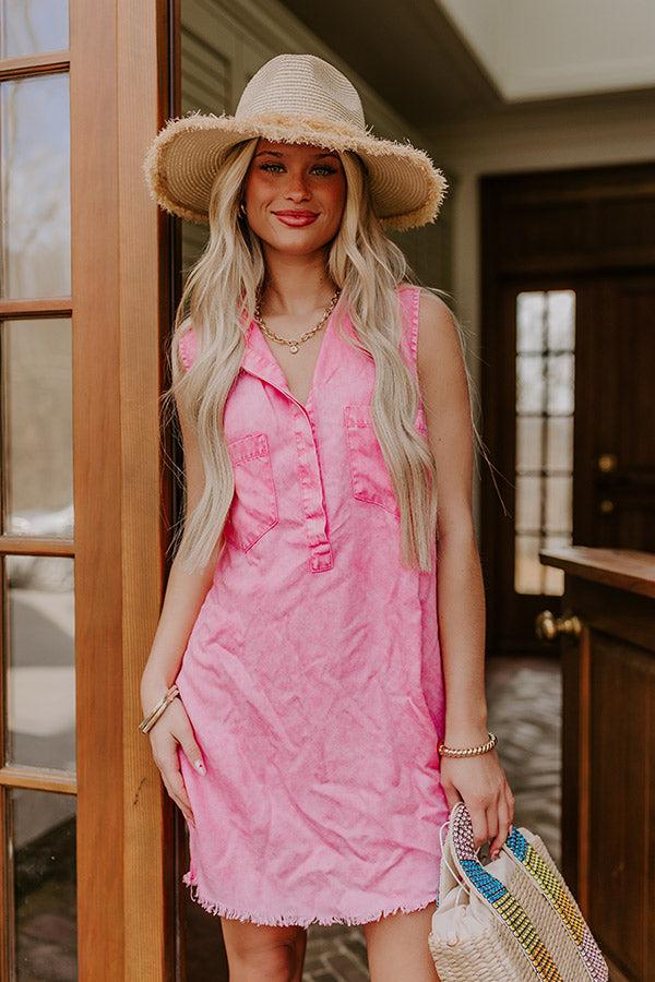 Park Days Ahead Vintage Wash Mini Dress in Pink Product Image