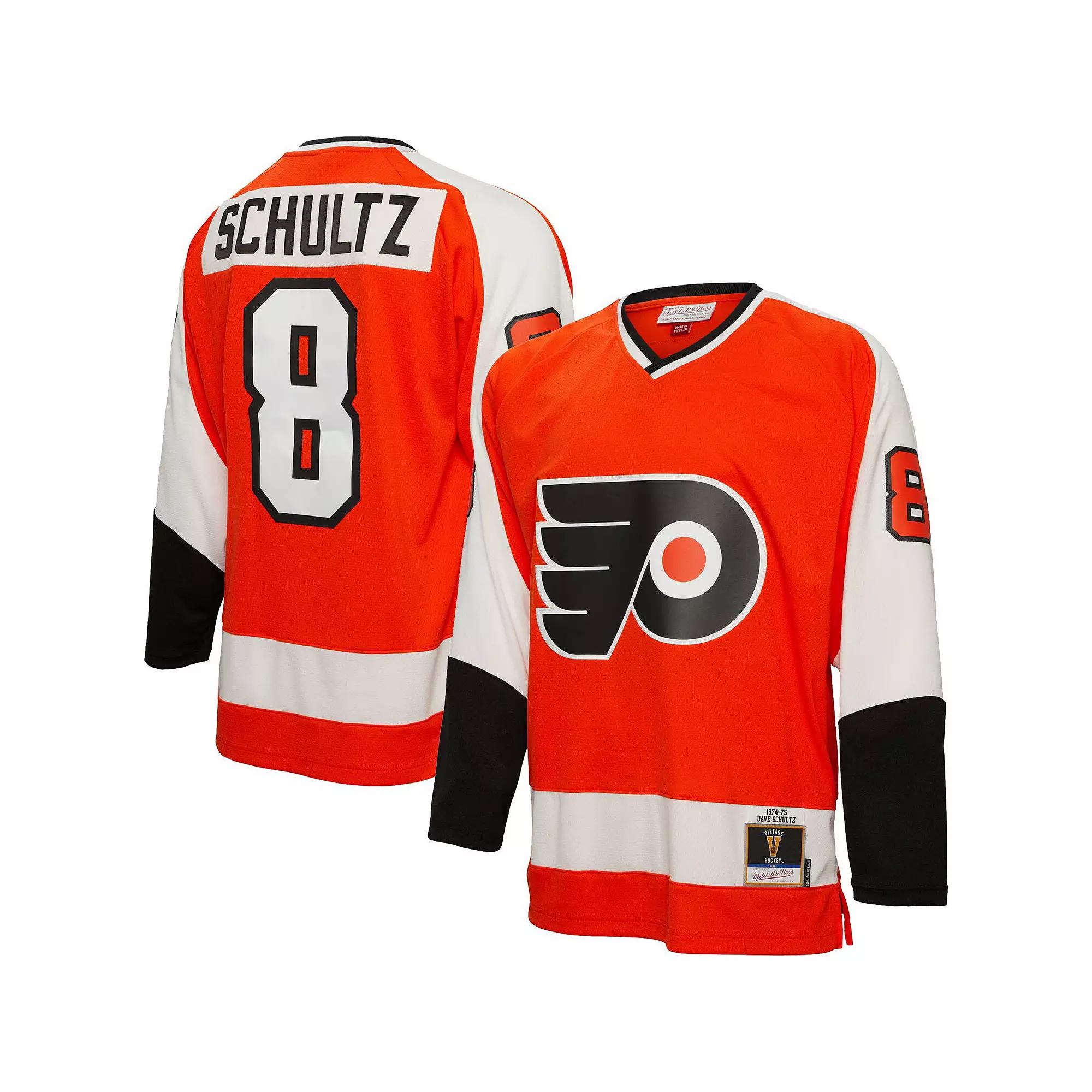 Men's Mitchell & Ness Dave Schultz Orange Philadelphia Flyers 1974 Blue Line Player Jersey, Size: Small, Fly Orange Product Image