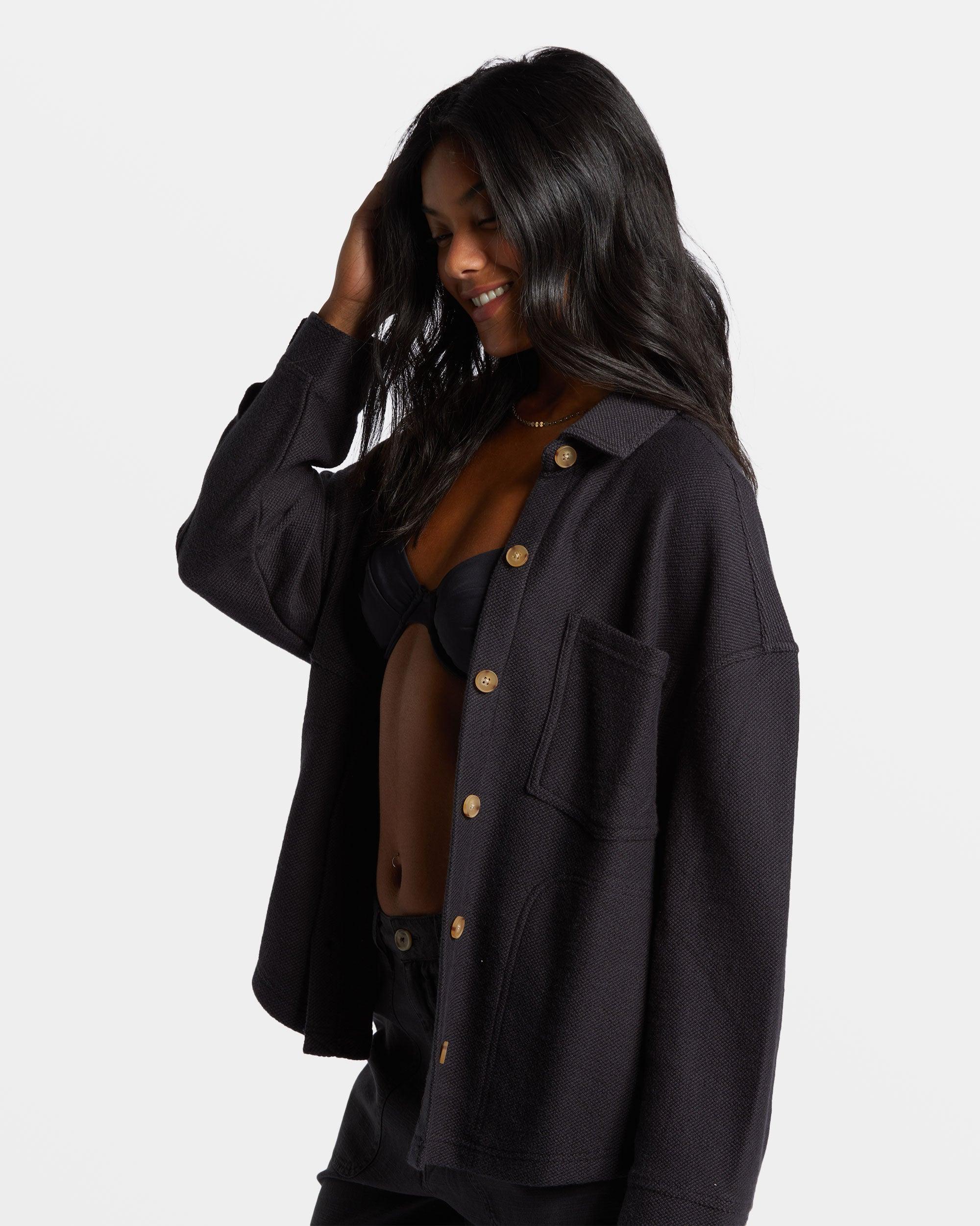 Everytime Oversized Shacket - Black Sands Female Product Image