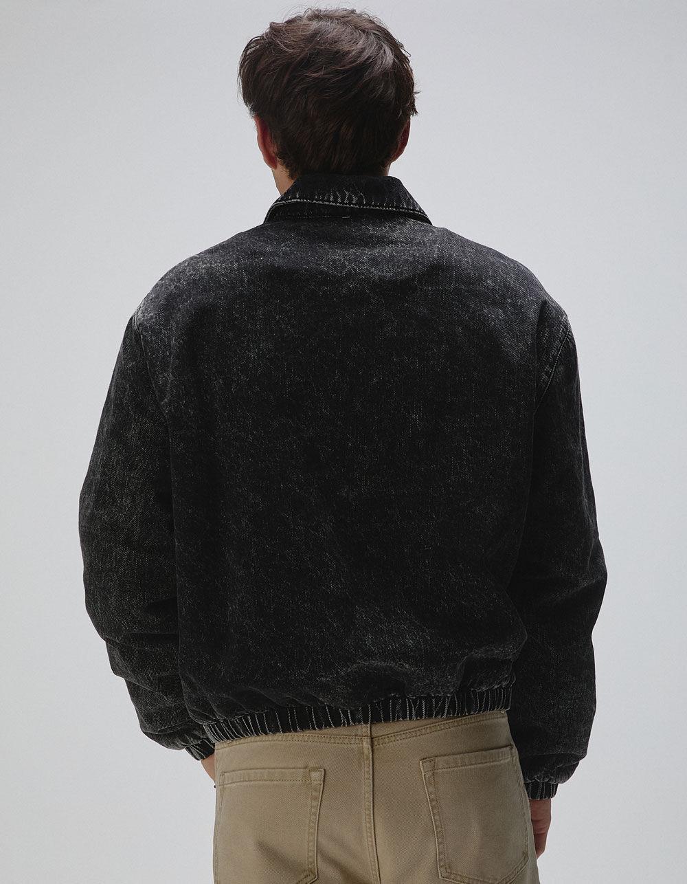 RSQ Mens Washed Cropped Denim Jacket - BLACK Product Image