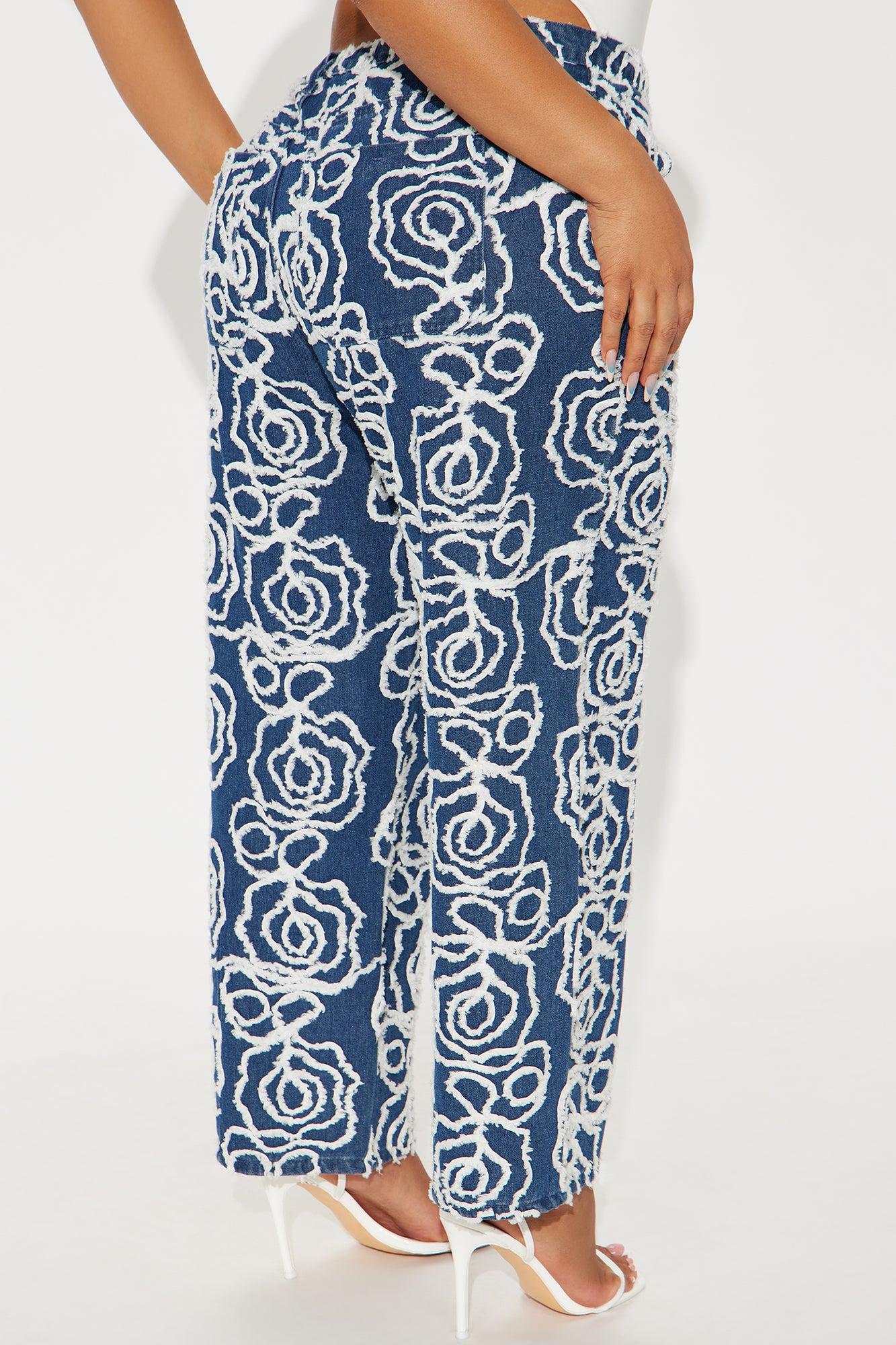 Urban Flora Loose Straight Leg Jeans - Medium Wash Female Product Image