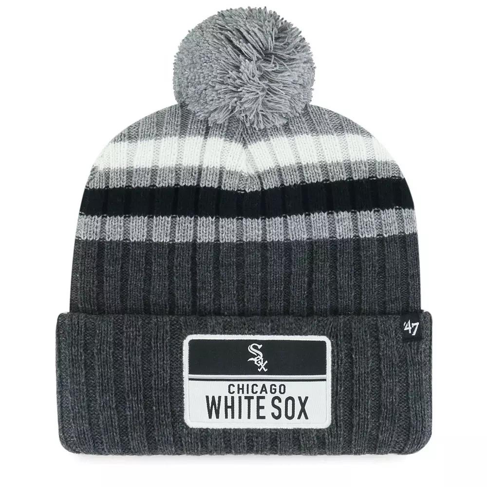 Men's '47 Gray Chicago White Sox Stack Cuffed Knit Hat with Pom, Grey Product Image