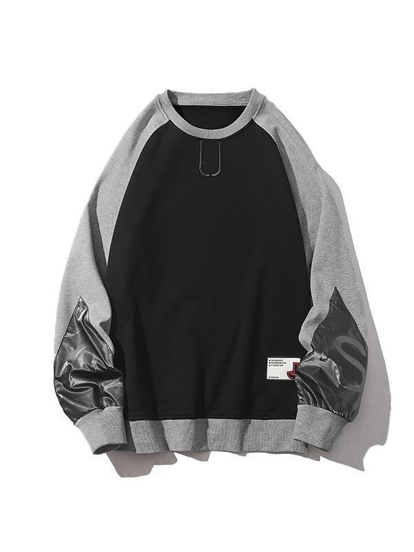 Men's Leather Splice Raglan Sweatshirt Product Image