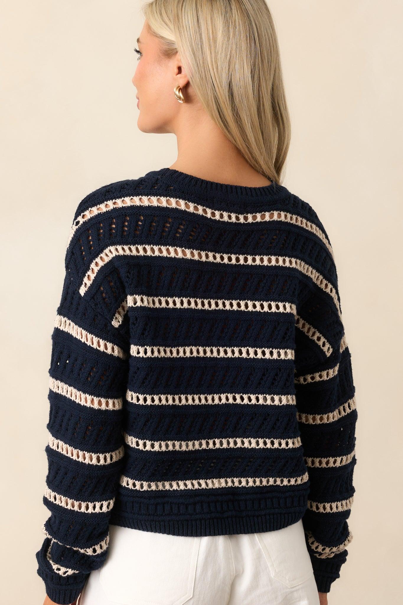 Z Supply Eclipse Black Estero Stripe Cropped Sweater Product Image