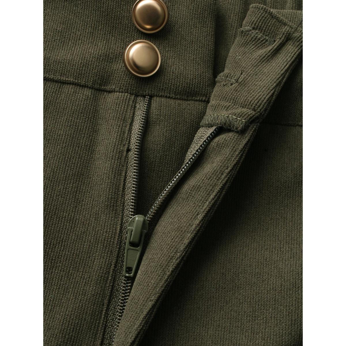 Plus Size Mid Rise Double Breasted Pleated Bootcut Pants Women ArmyGreen Elegant Bootcut Mid Rise Everyday Pants BloomChic 10/M Product Image