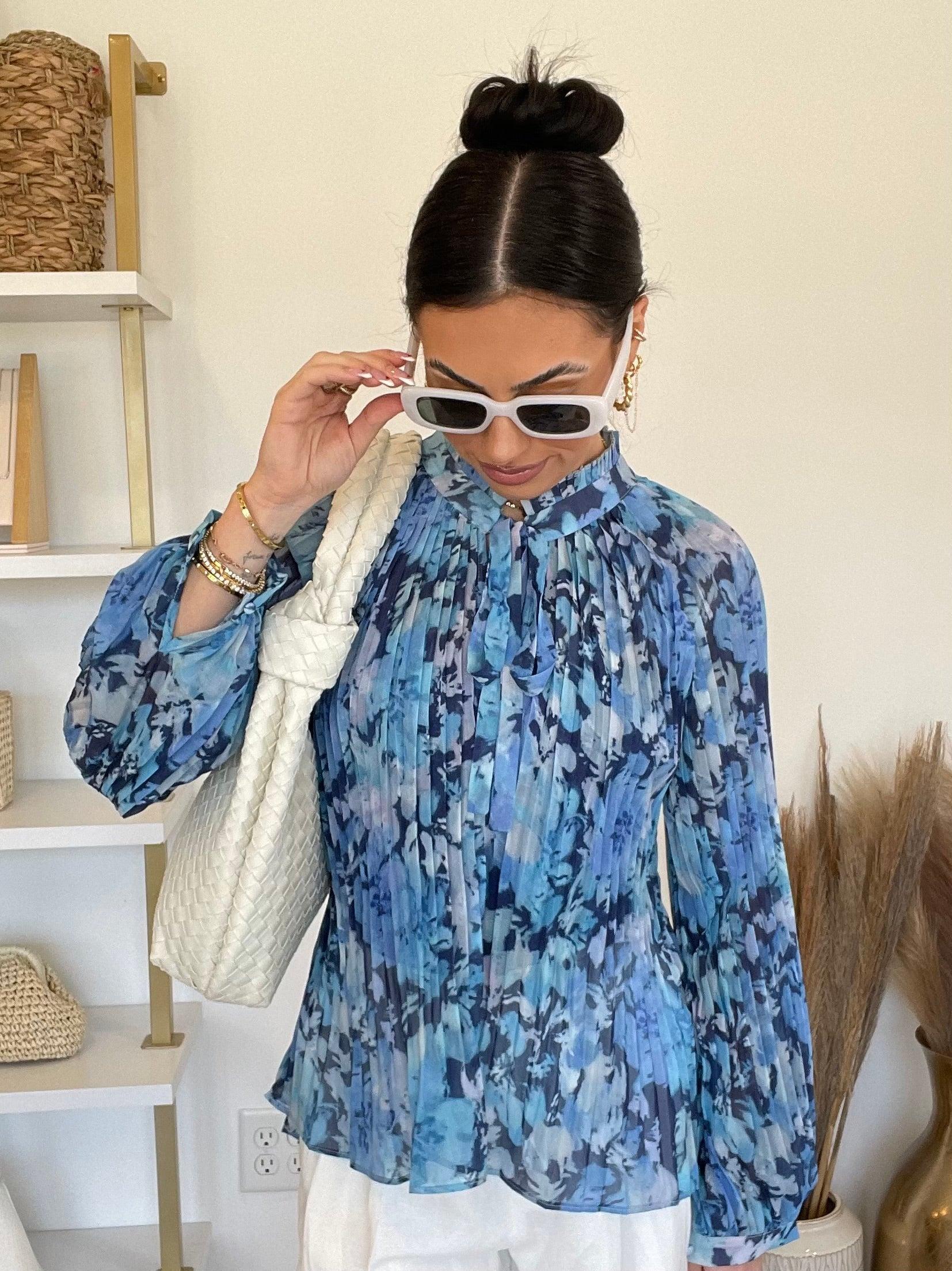 FINAL SALE Amaya Pleated Puff Sleeve Floral Top Product Image