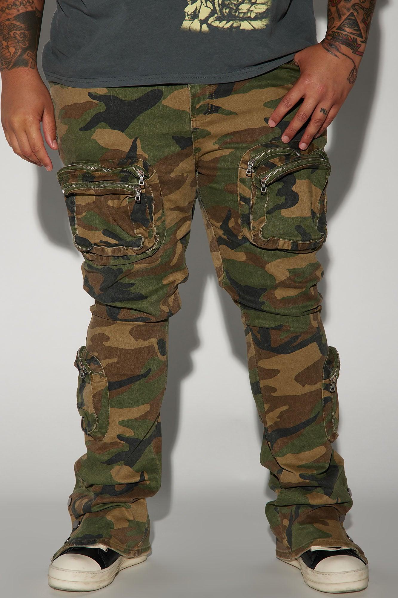 Round Up Stacked Skinny Flare Pants - Camouflage Product Image
