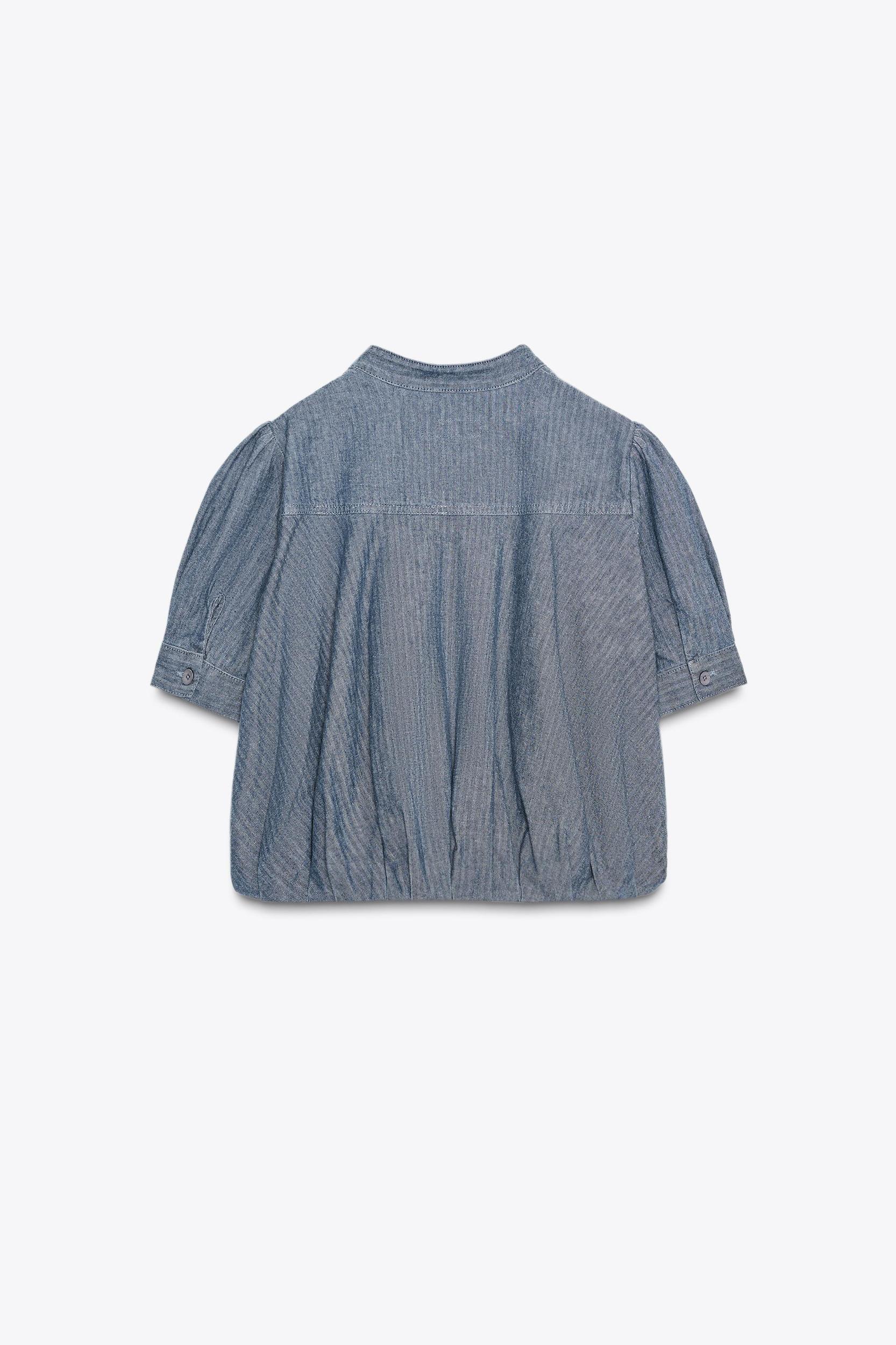 ZW COLLECTION PLEATED DENIM SHIRT Product Image