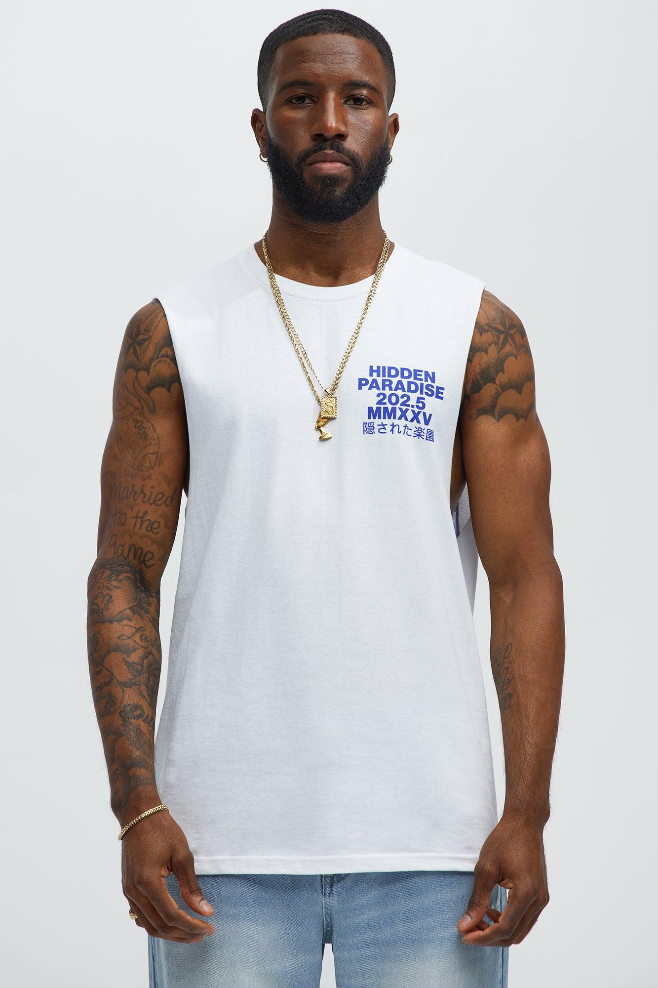 Hidden Paradise Muscle Tee - White Male Product Image