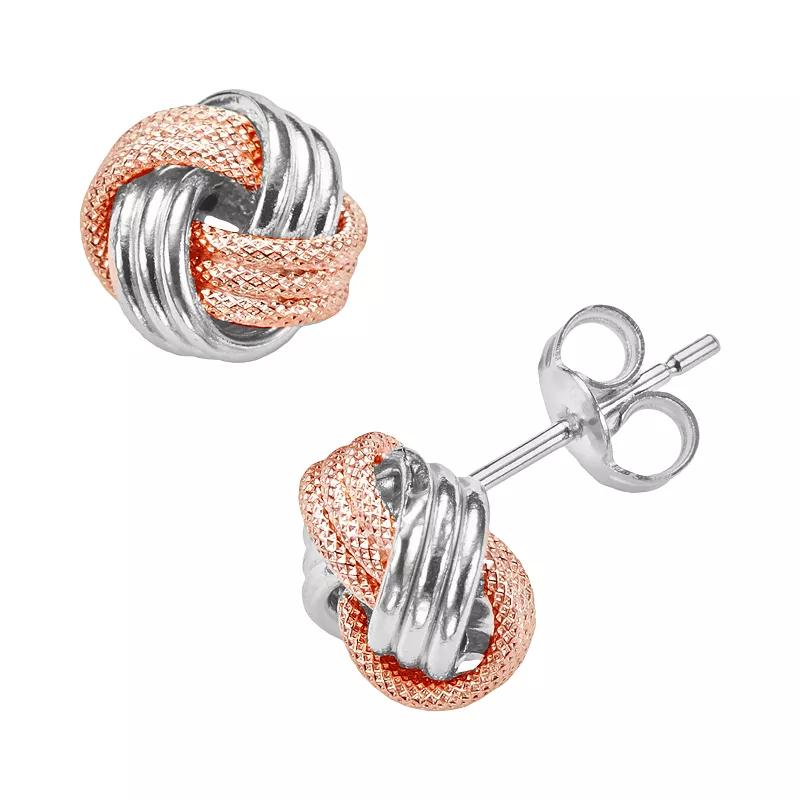 Jordan Blue 14k Rose Gold Textured Love Knot Stud Earrings, Women's Product Image