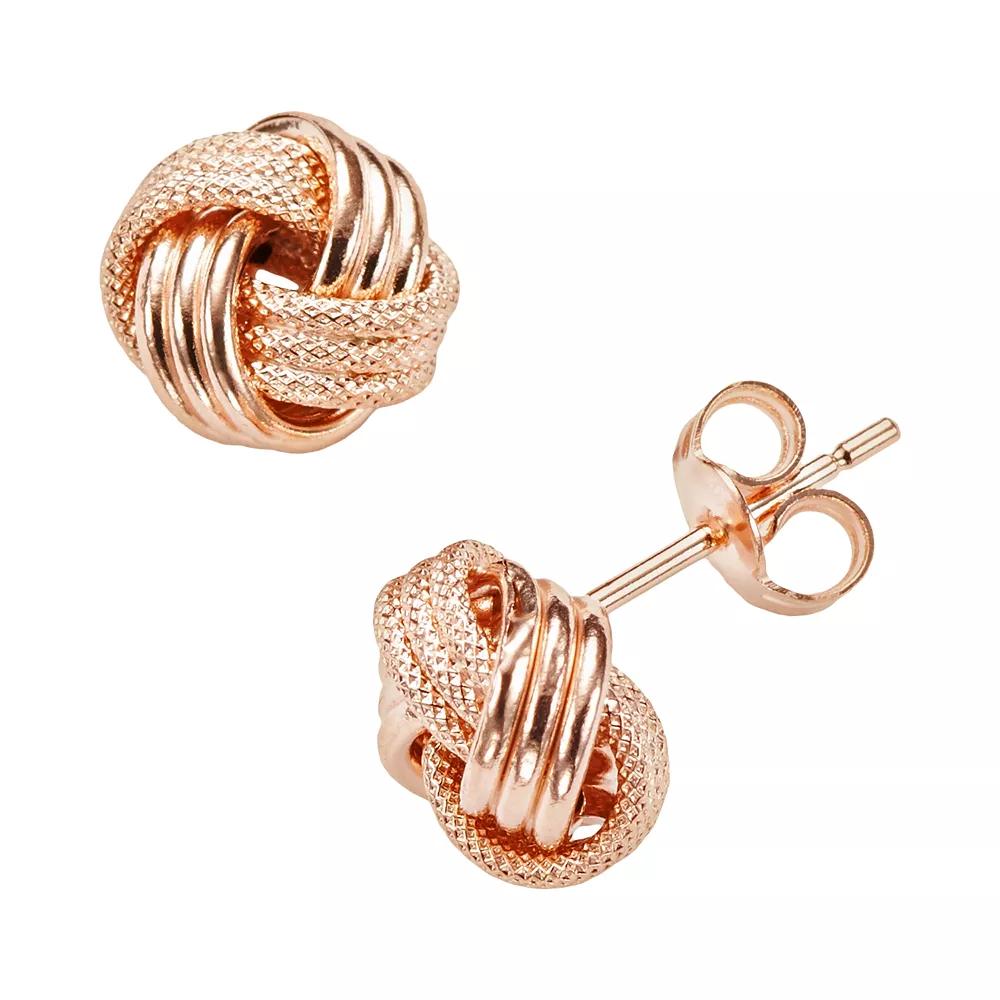 Jordan Blue 14k Rose Gold Textured Love Knot Stud Earrings, Women's Product Image