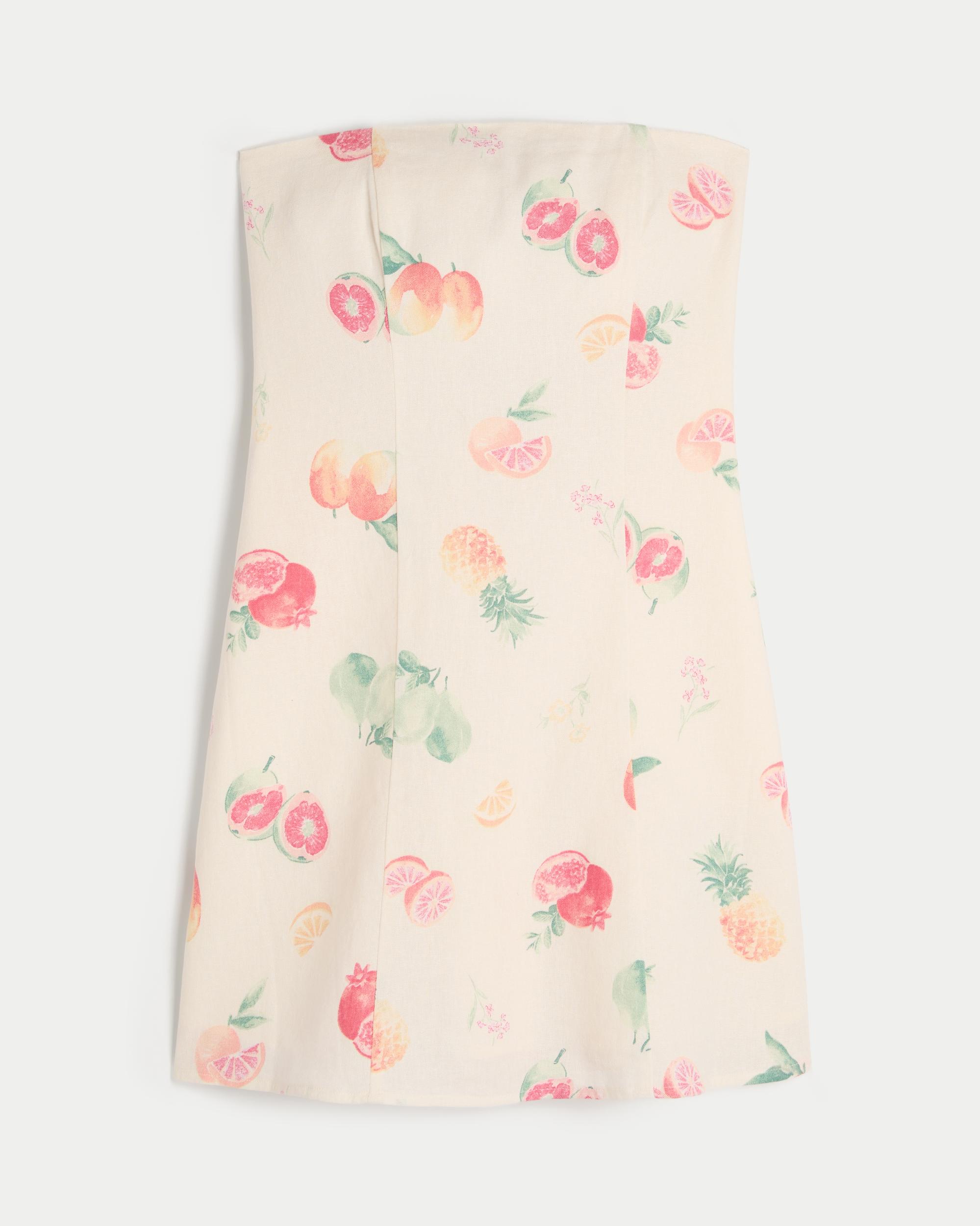 Linen-Blend Strapless Mini Dress Product Image