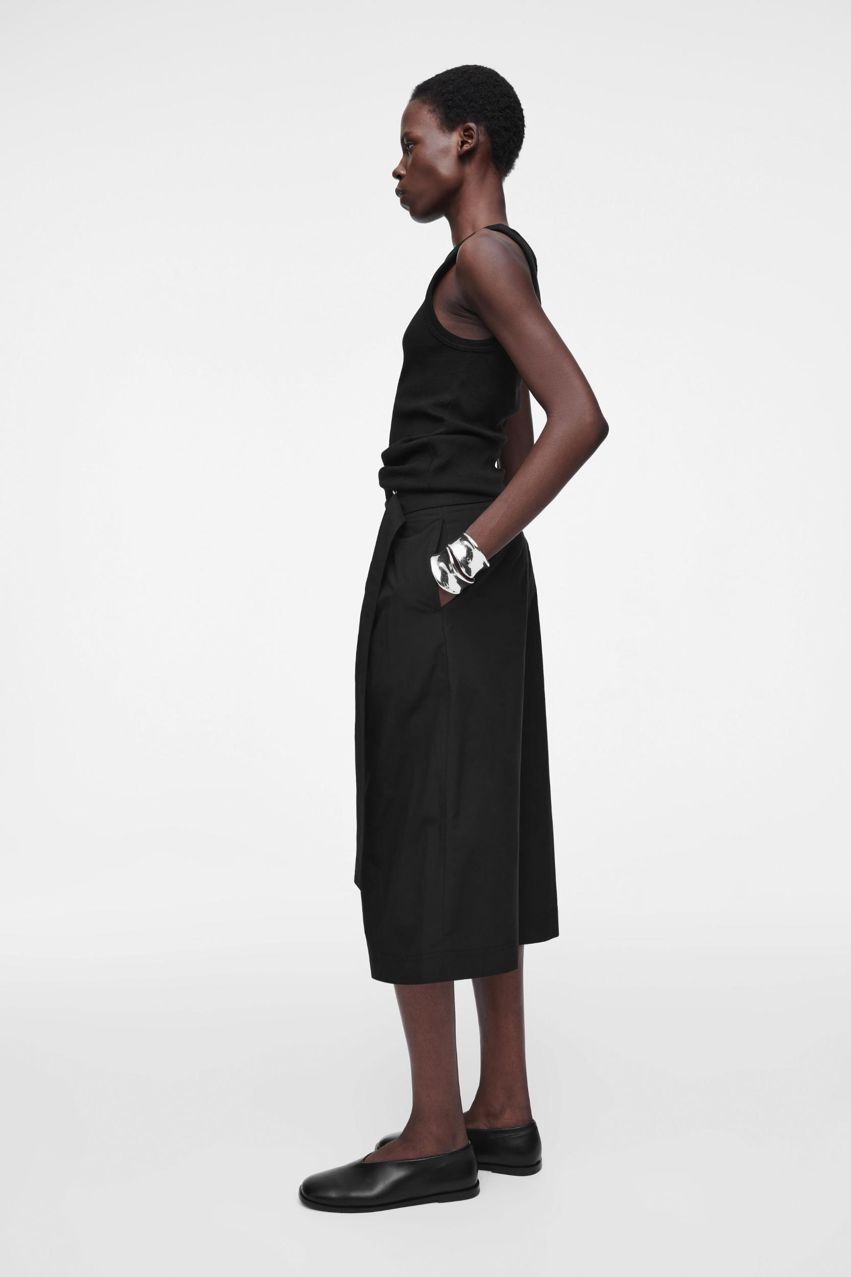 BELTED WRAP-FRONT COTTON SHORTS Product Image