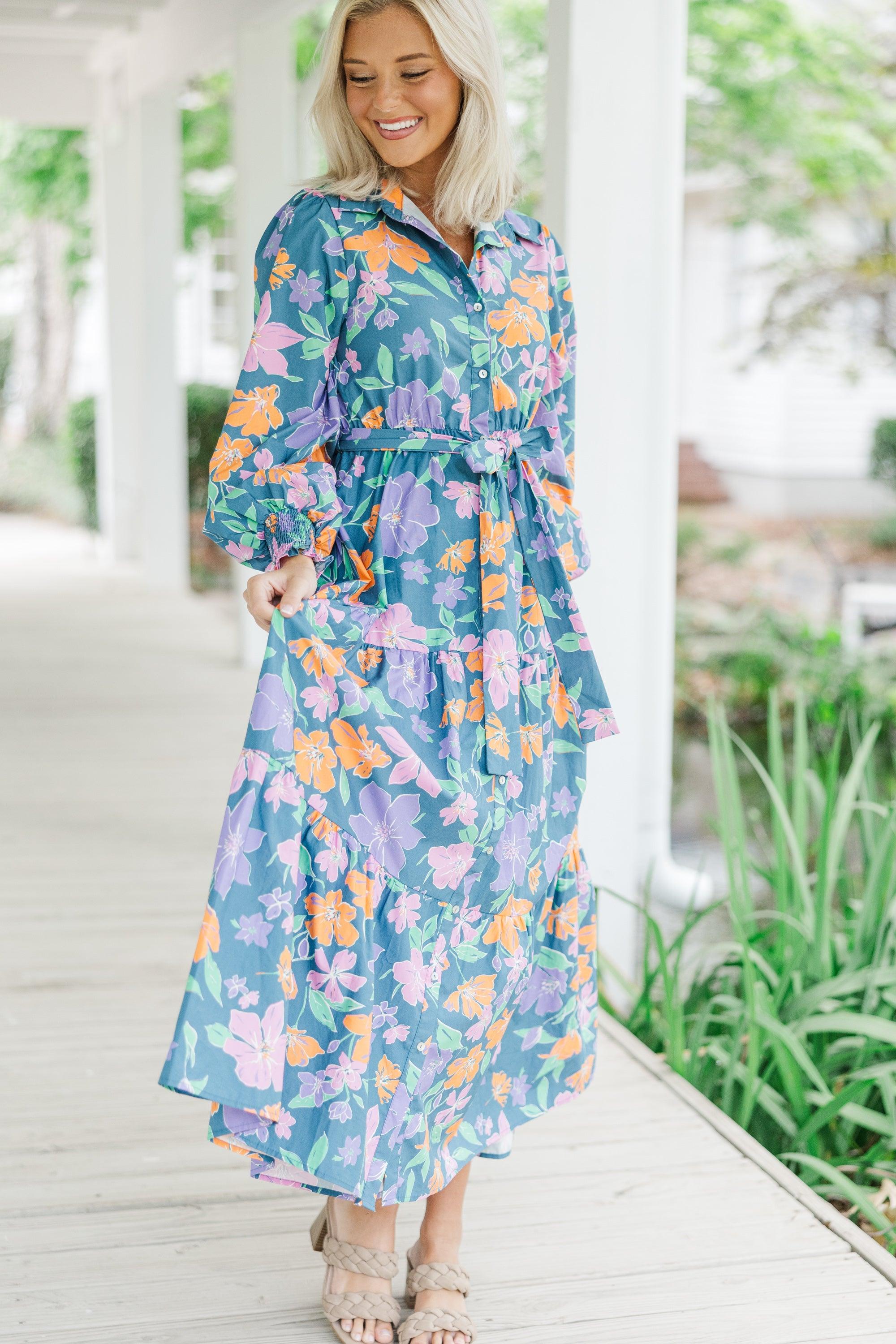 Back At It Blue Floral Maxi Dress Female Product Image