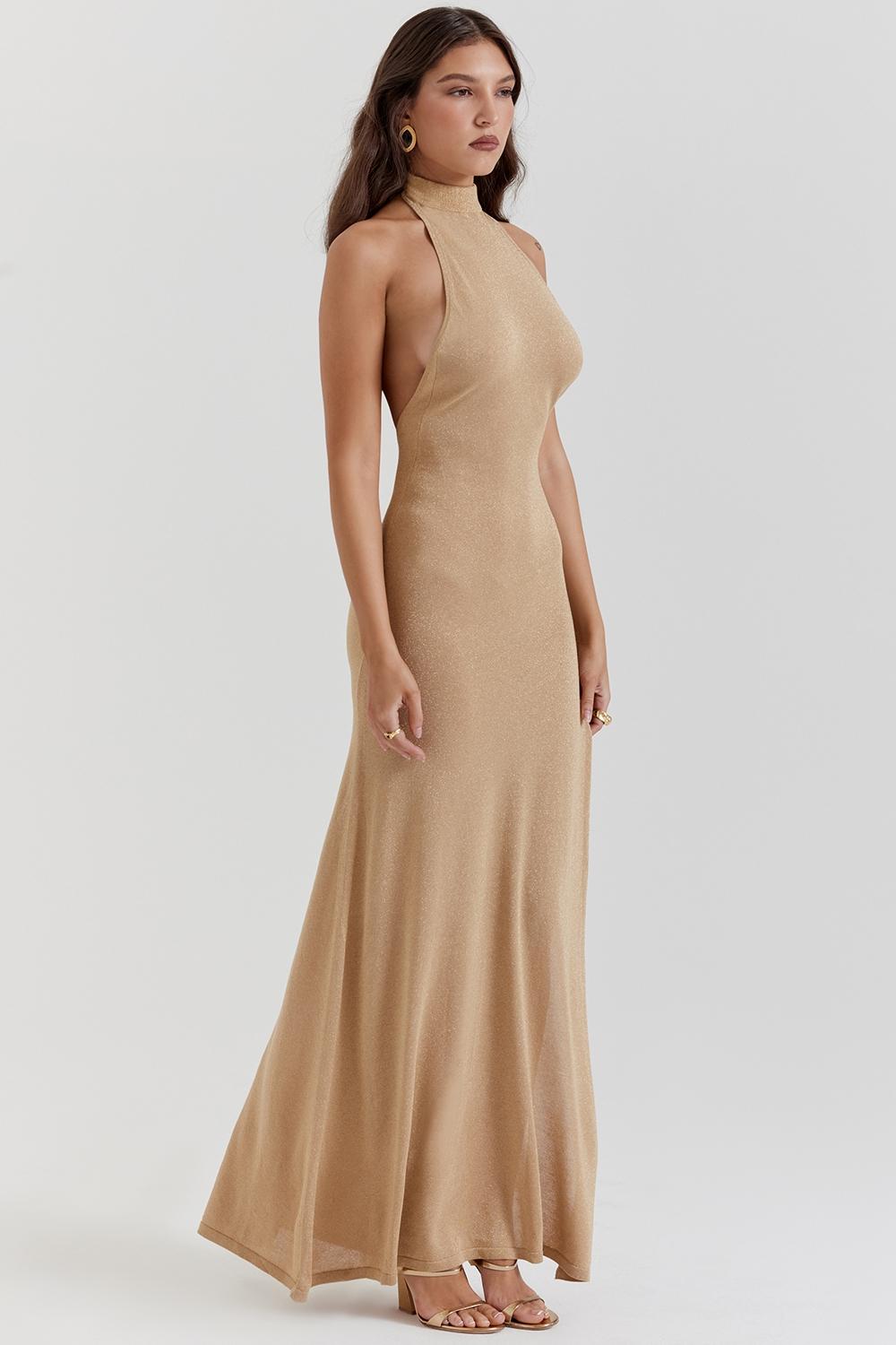 Selia  gold knit maxi dress Product Image