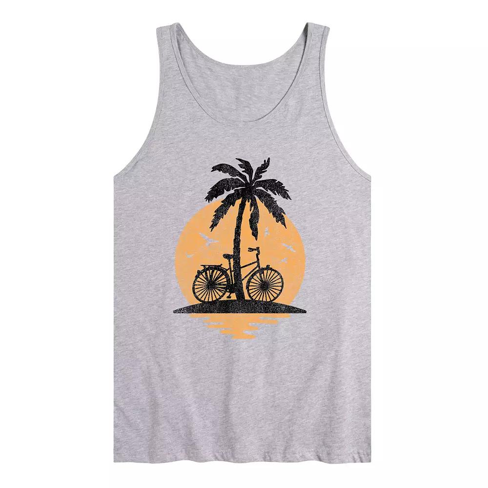 Men's Sunset Palm Tree Bike Graphic Tank Top,  Product Image