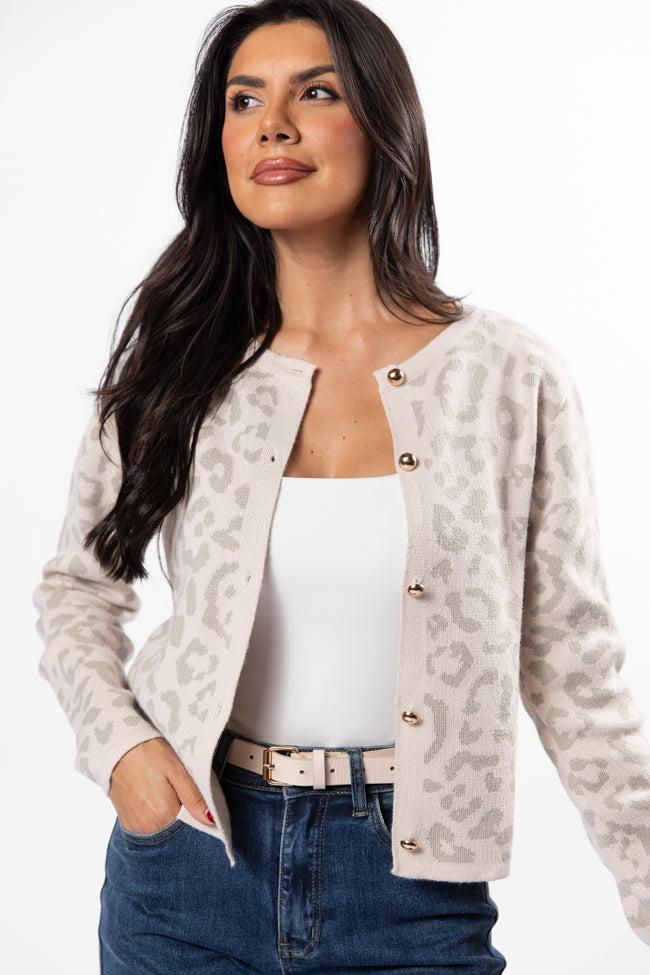 Dream Big Taupe Leopard Cardigan FINAL SALE Product Image