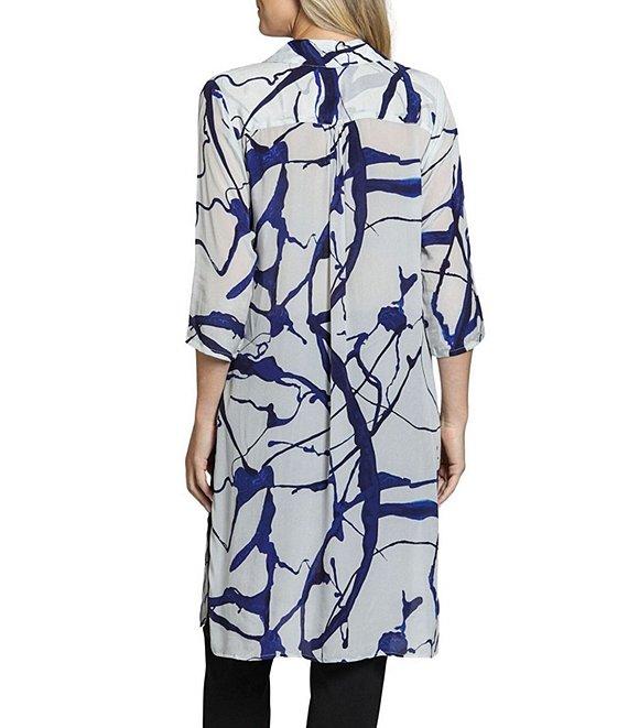 APNY Woven Printed V-Neck 3/4 Sleeve Button Down Tunic Product Image